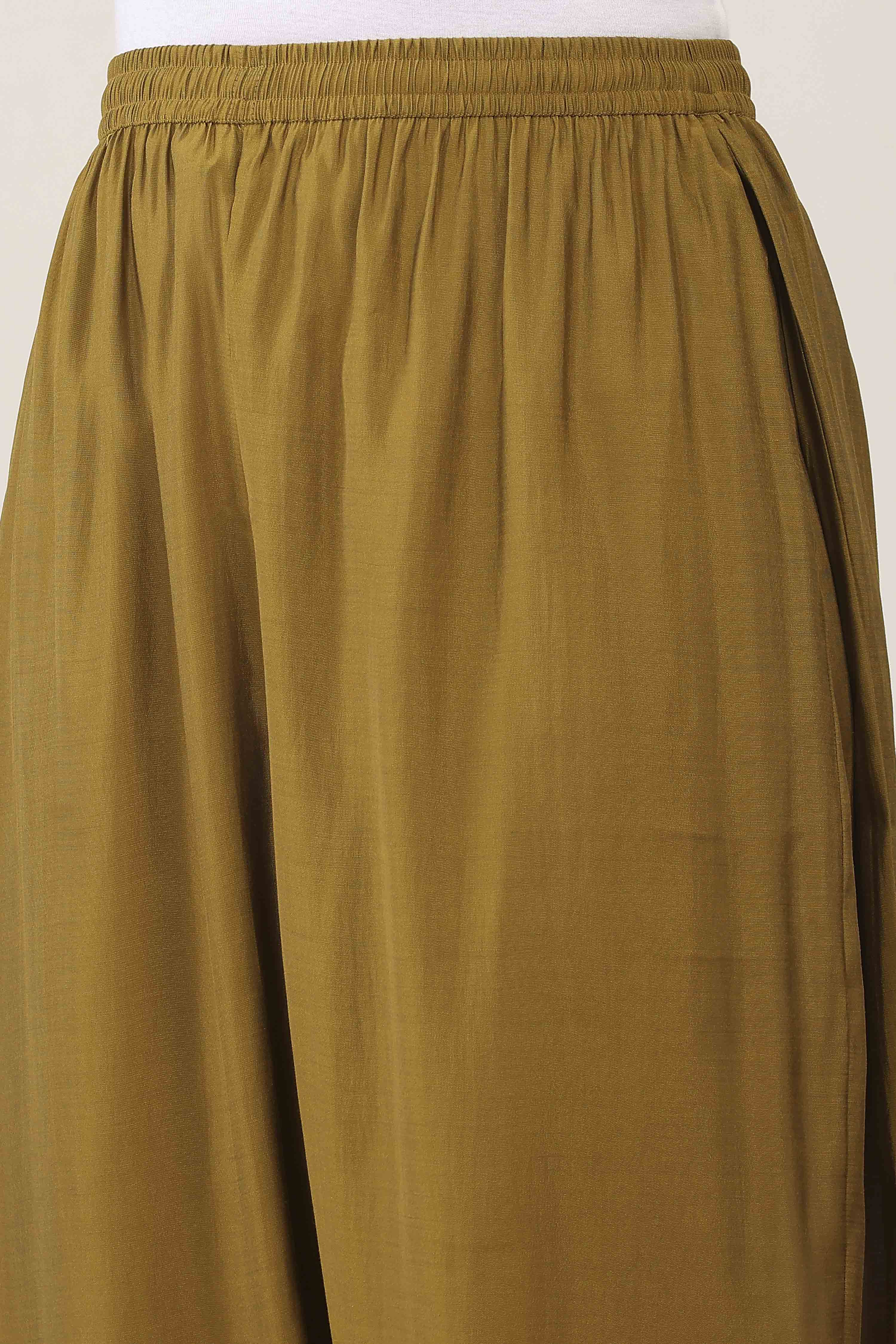 Yellow Viscose Polyester A-Line Suit Sets image number 2