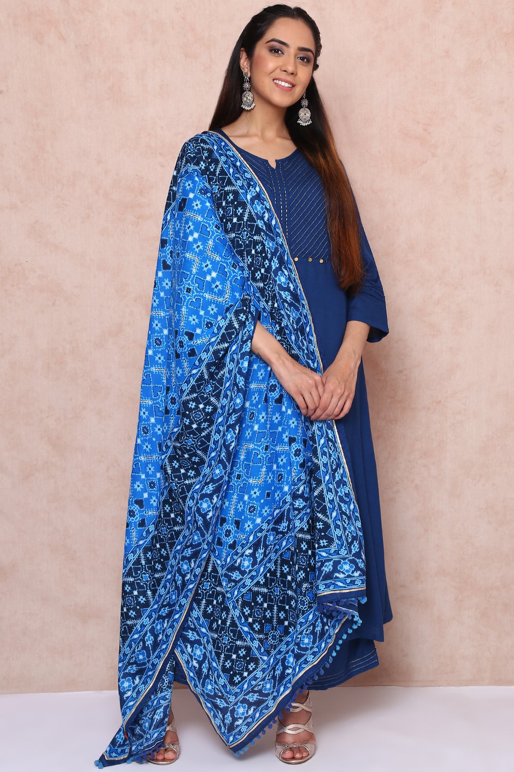 Indigo Viscose Asymmetric Suit Set image number 4