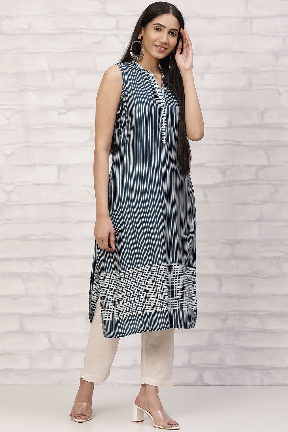 Orange Straight Printed Kurta image number 3