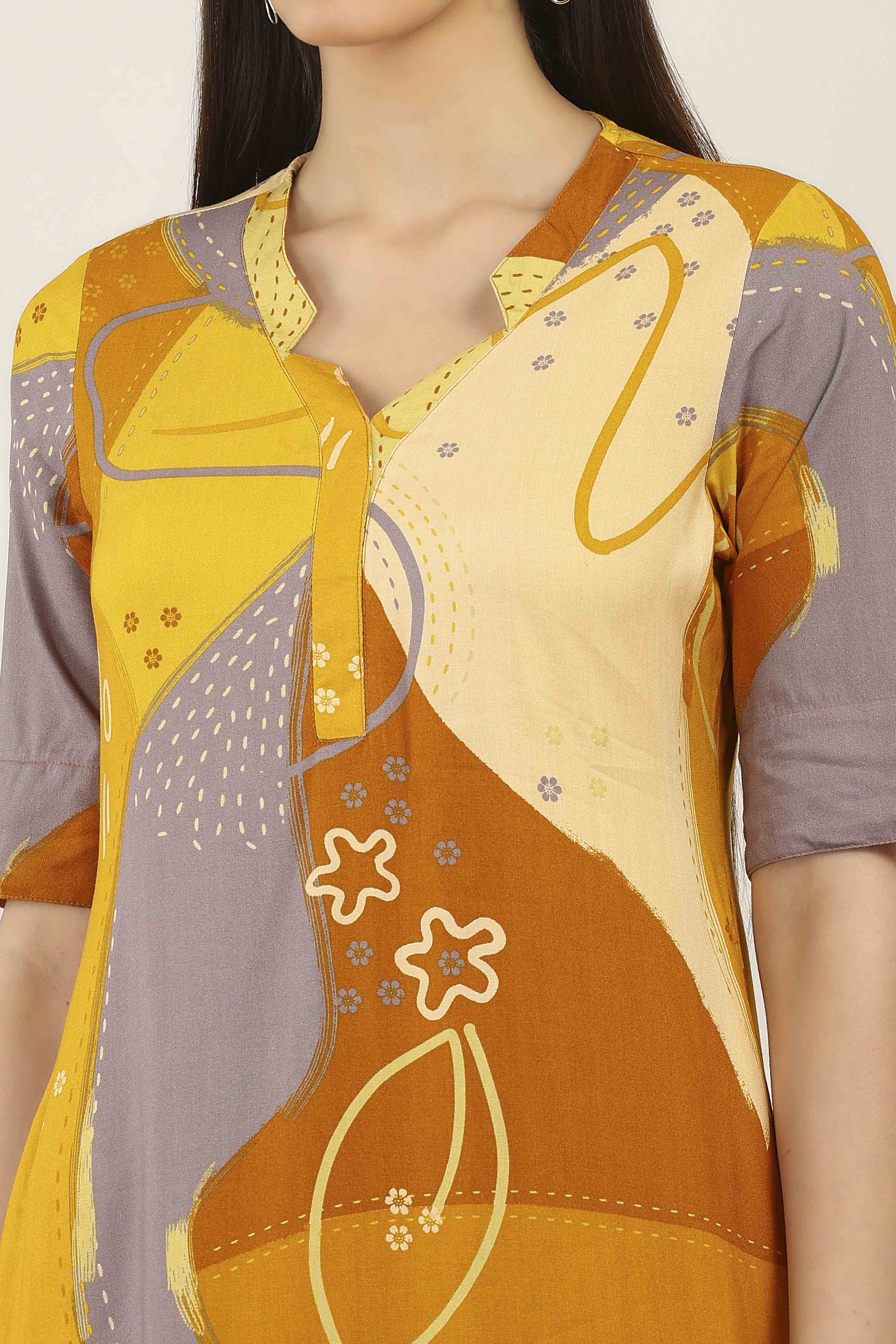 Yellow Rayon Straight Kurtas image number 1