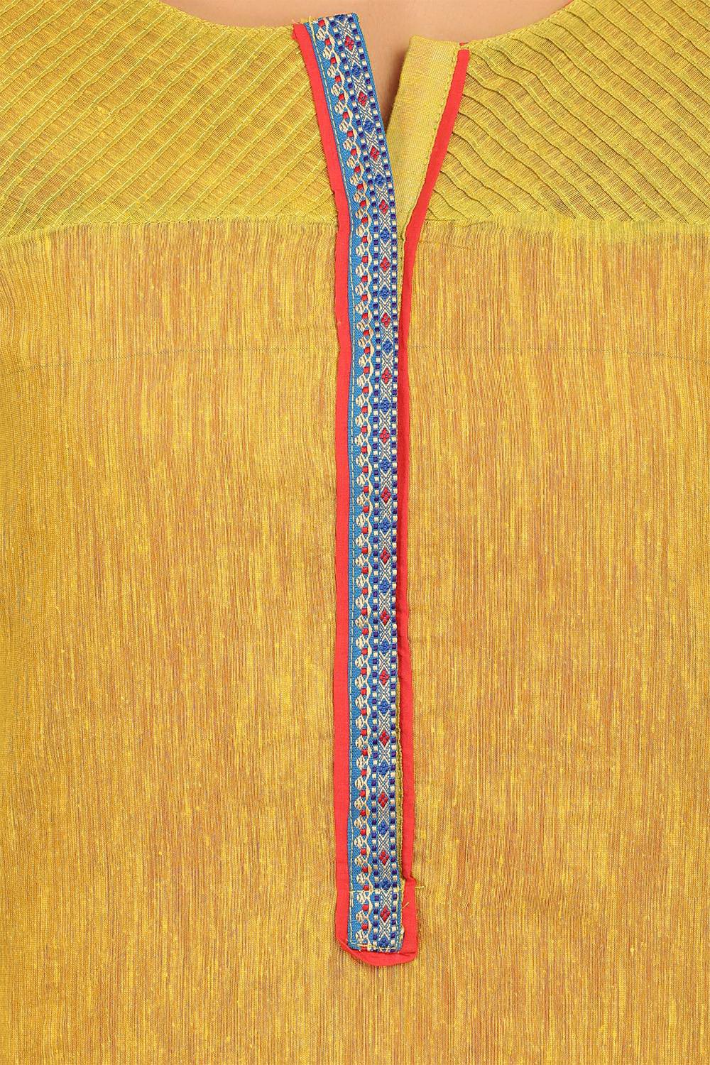 Lime Green Straight Cotton Kurta image number 4