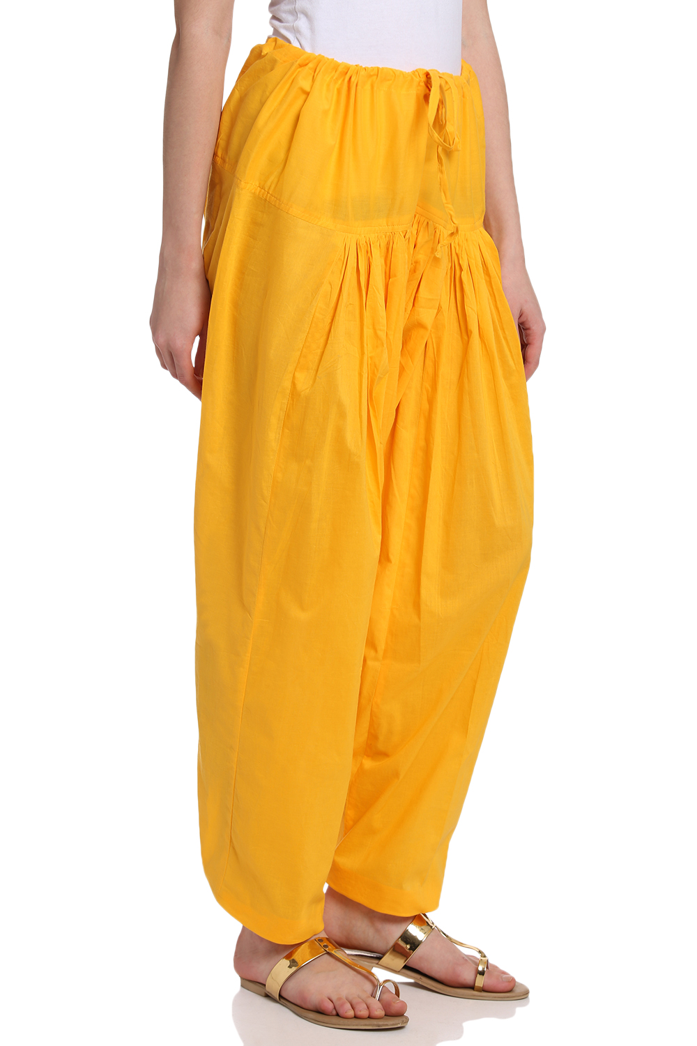 Off White Cotton Fusion Pants image number 3