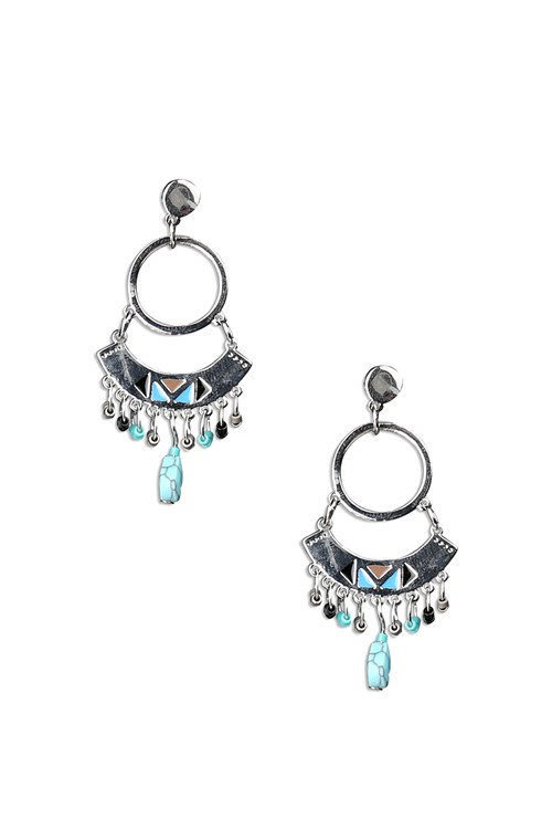 Golden Earrings With Blue Enamel image number 0