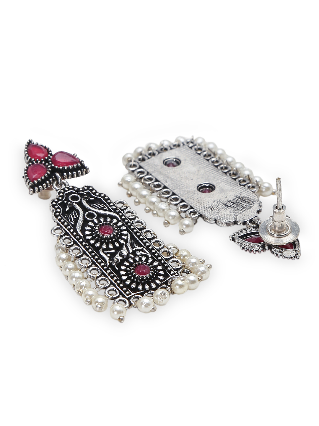 Red Metal Brass Earring image number 2