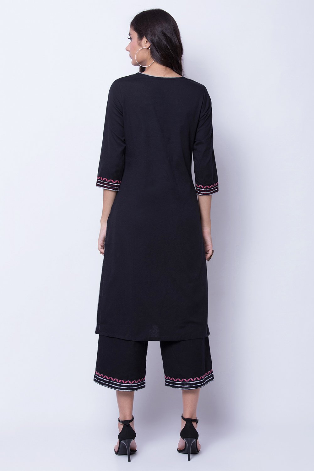 Black Cotton And Flex Straight Kurta image number 5