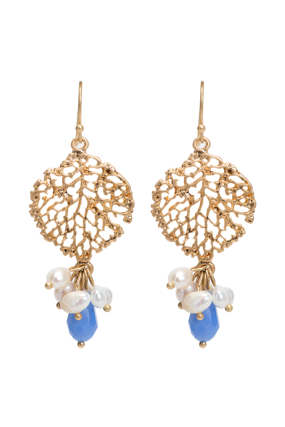 Blue Metal Brass Drop Earrings image number 1