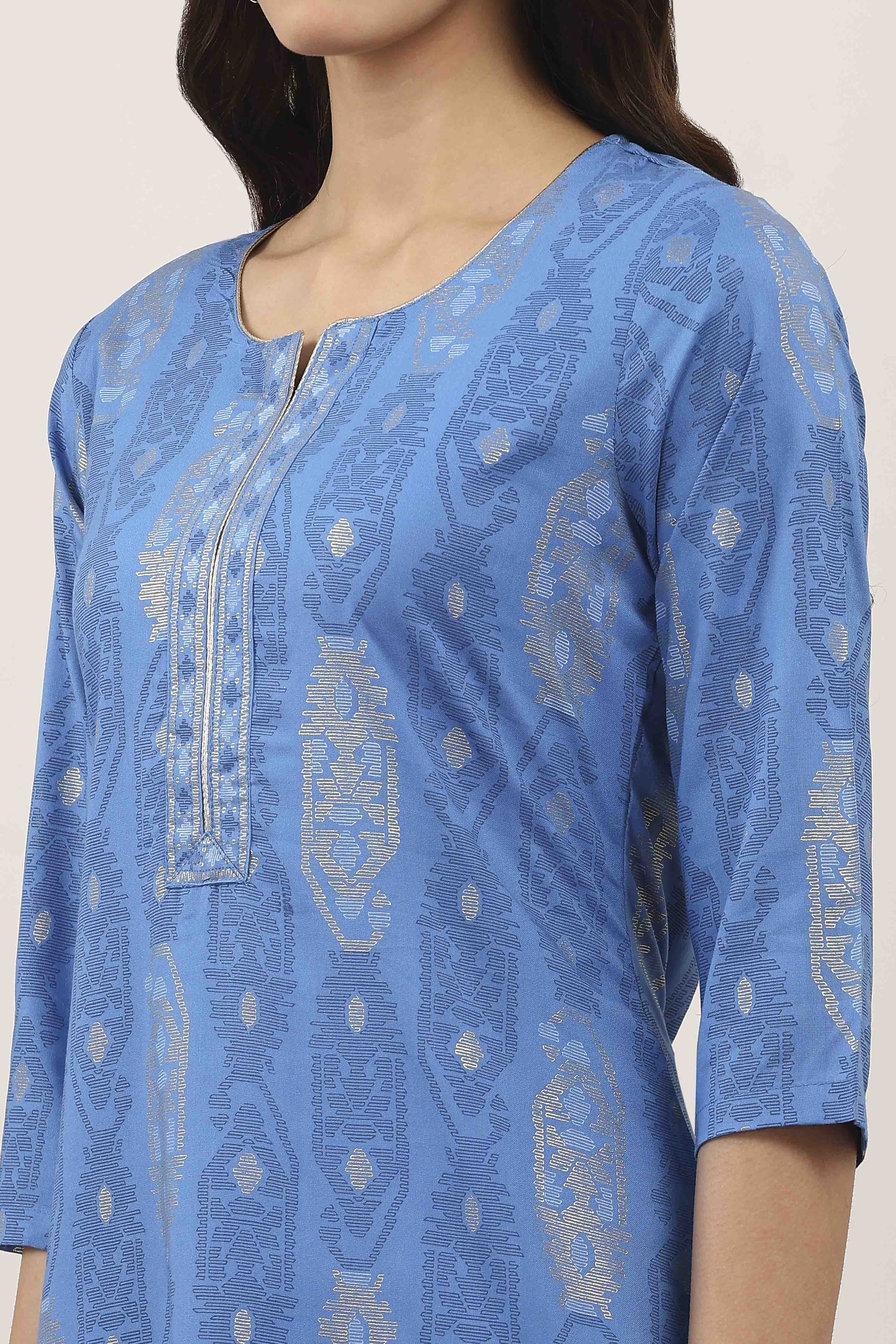 Blue Rayon Straight Kurtas image number 1