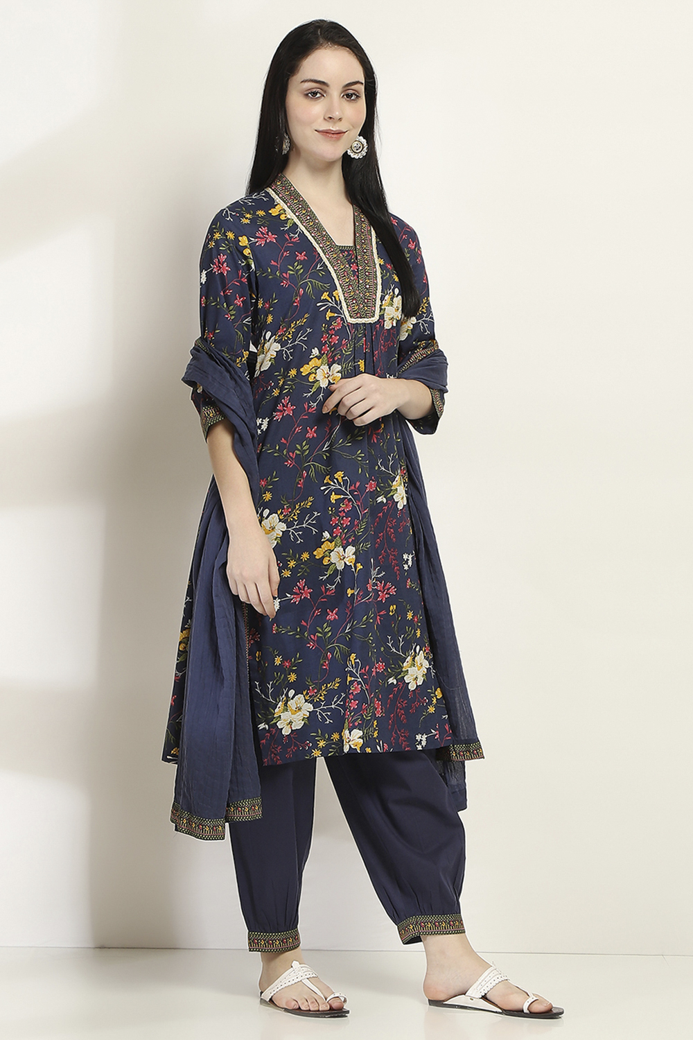 Navy Cotton Straight Set image number 5