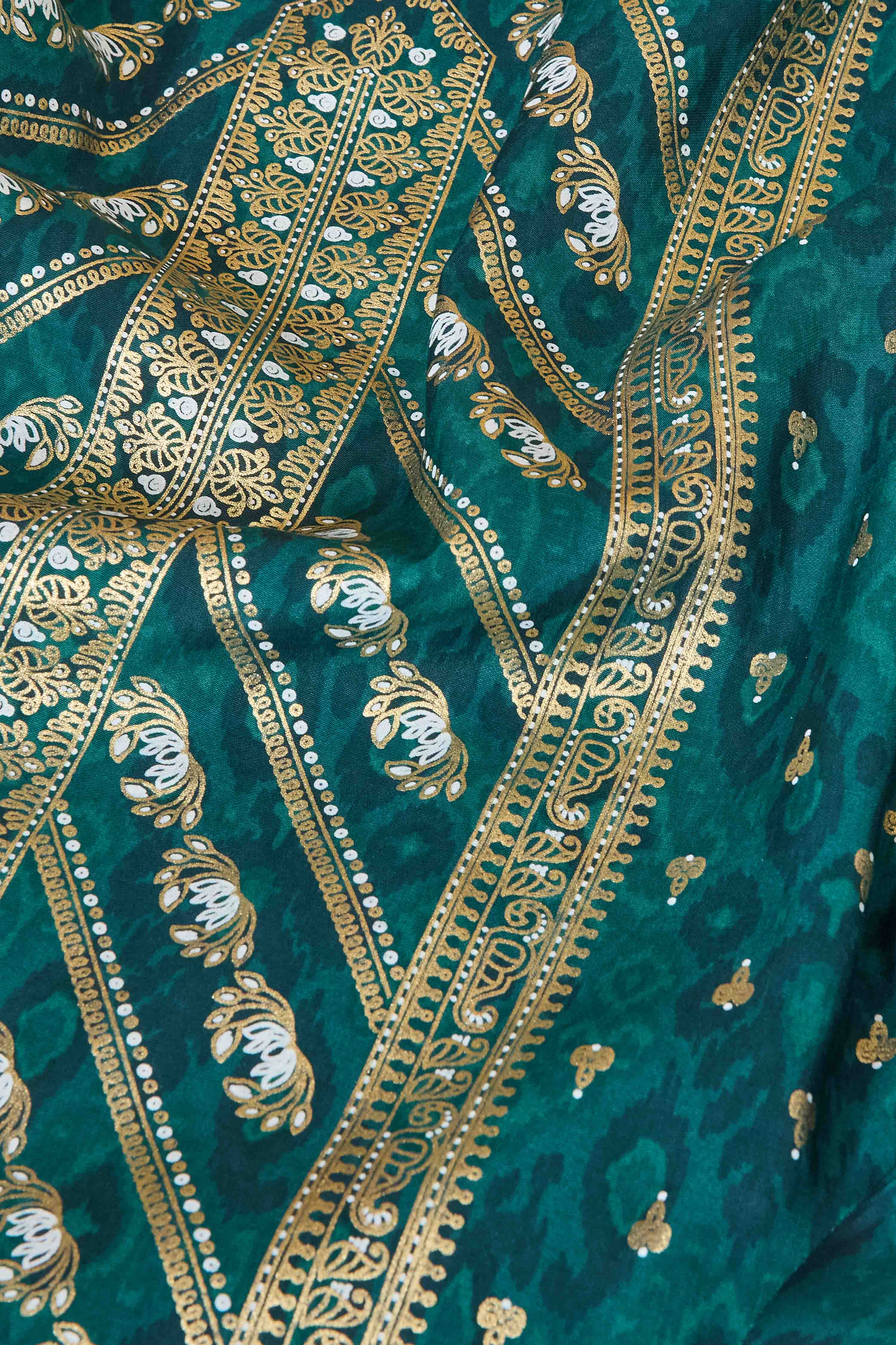 Teal Viscose Blend Straight Printed Suit Set image number 3
