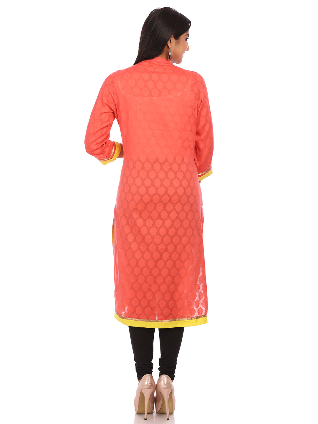 Pink Cotton Kalidar Kurta image number 1