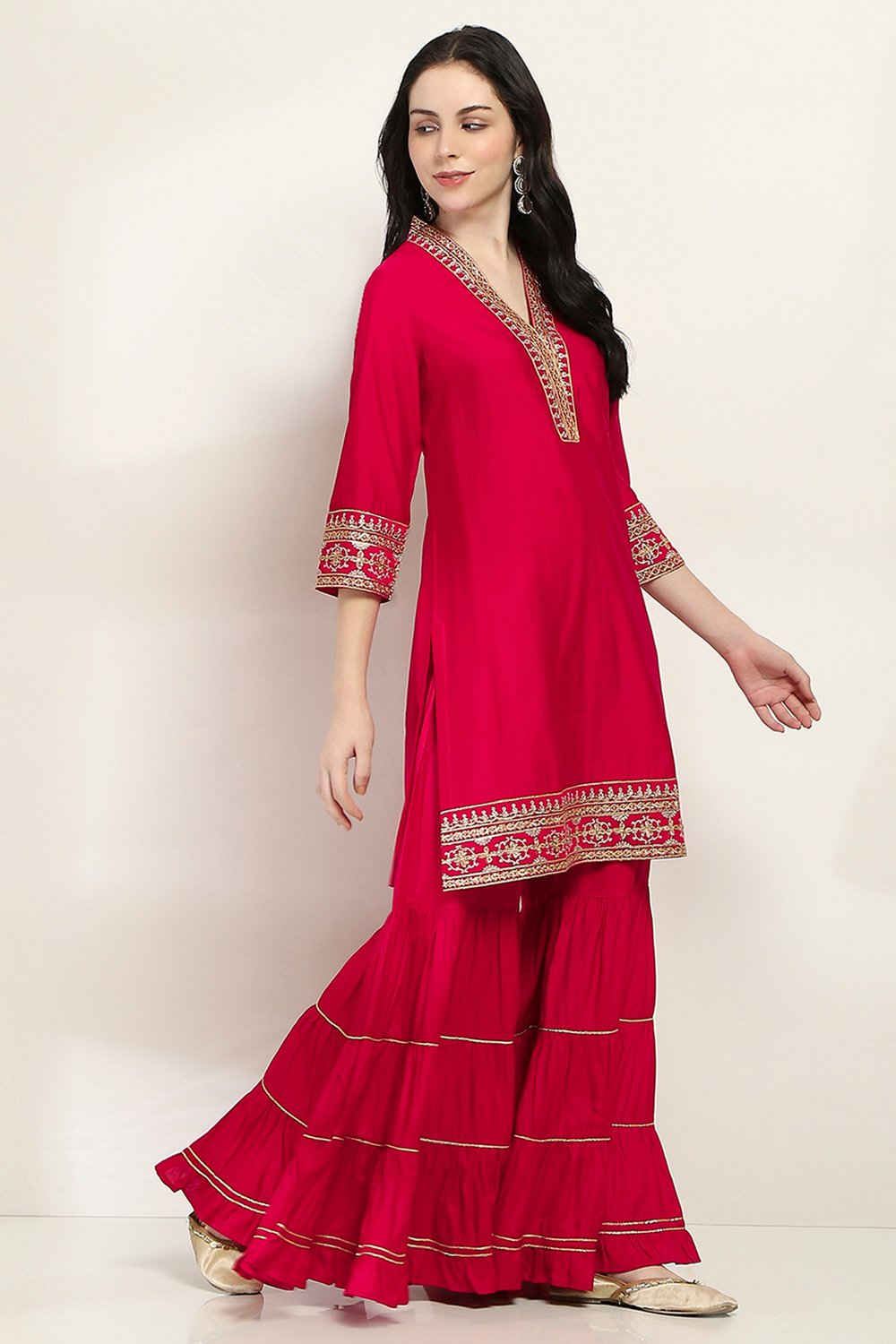 Red Viscose Straight SET image number 5
