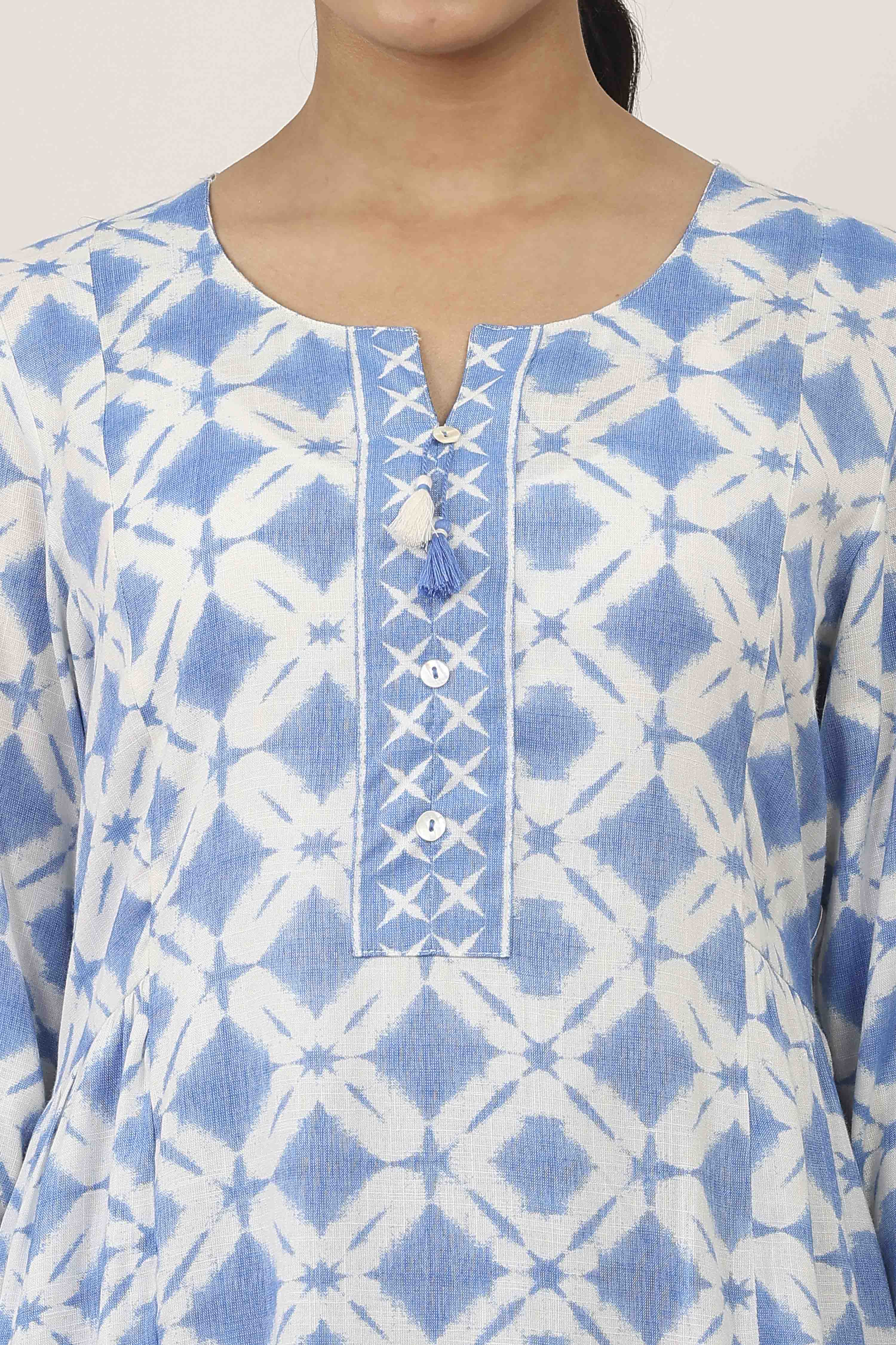Blue Viscose Polyester Viscose Rayon Kurta Pants Set image number 1