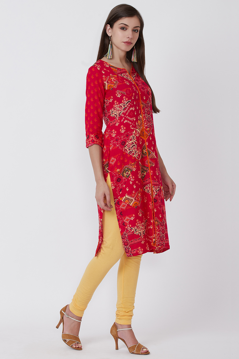 Pink Viscose Straight Kurta image number 4