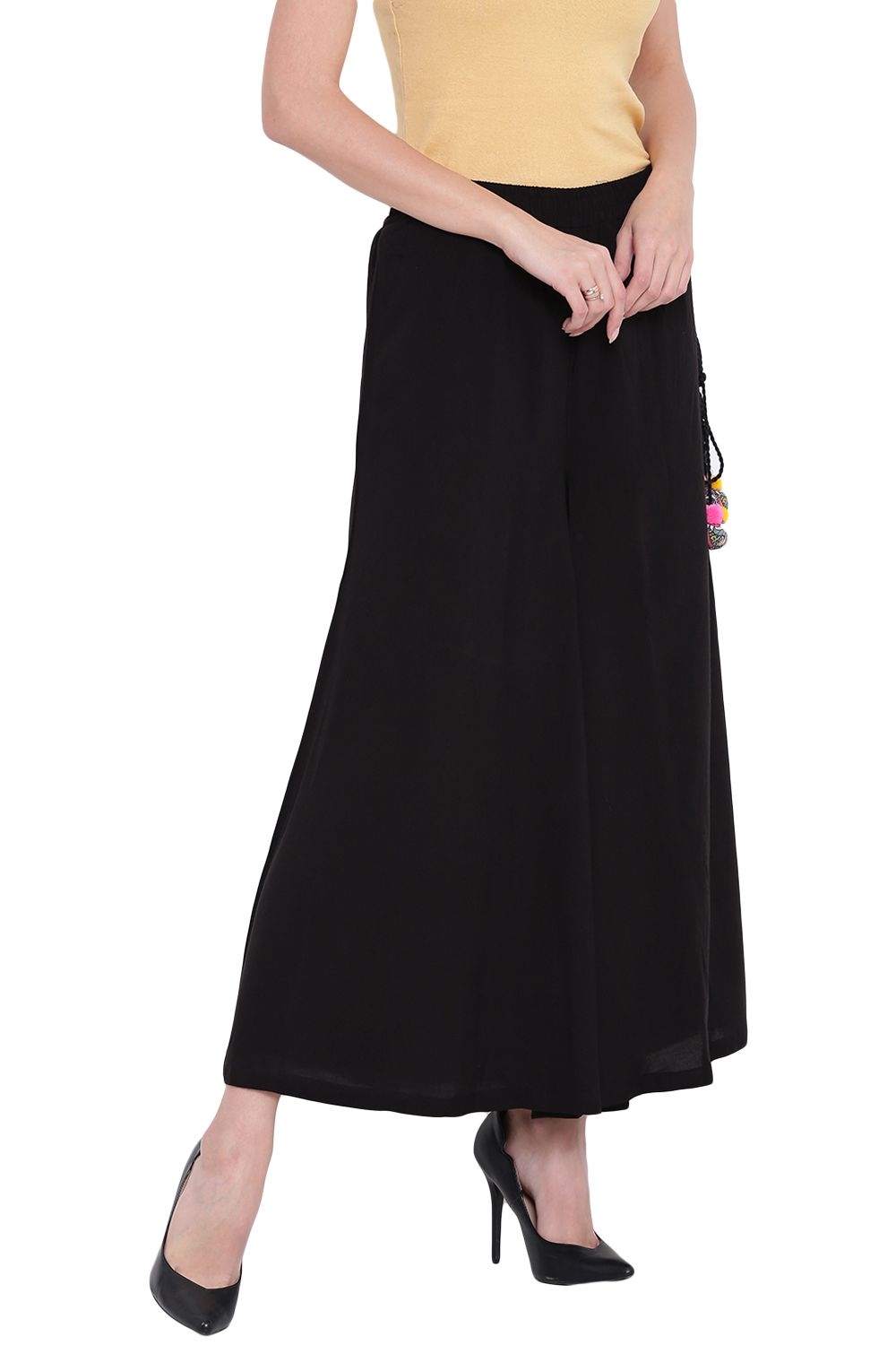 Black Viscose Fusion Culottes image number 3