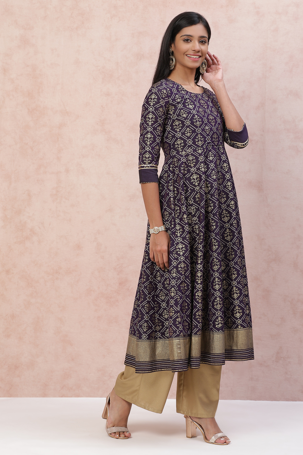 Blue Art Silk Kalidar Kurta Dress image number 3