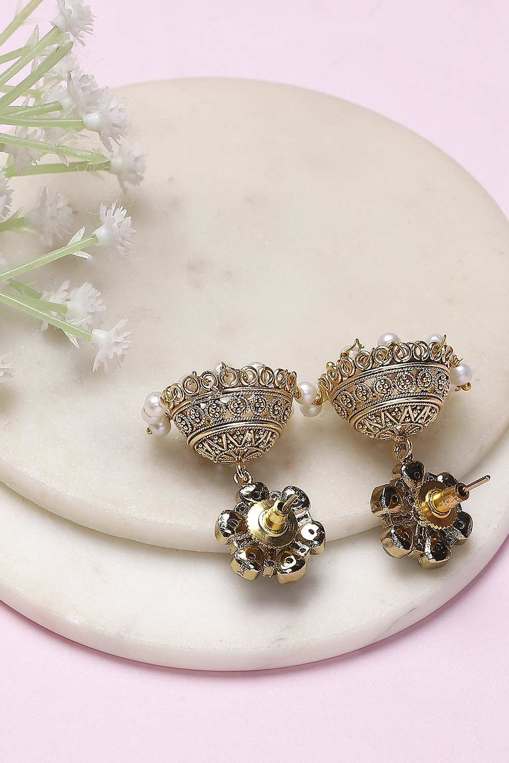 Green Brass Jhumka image number 2