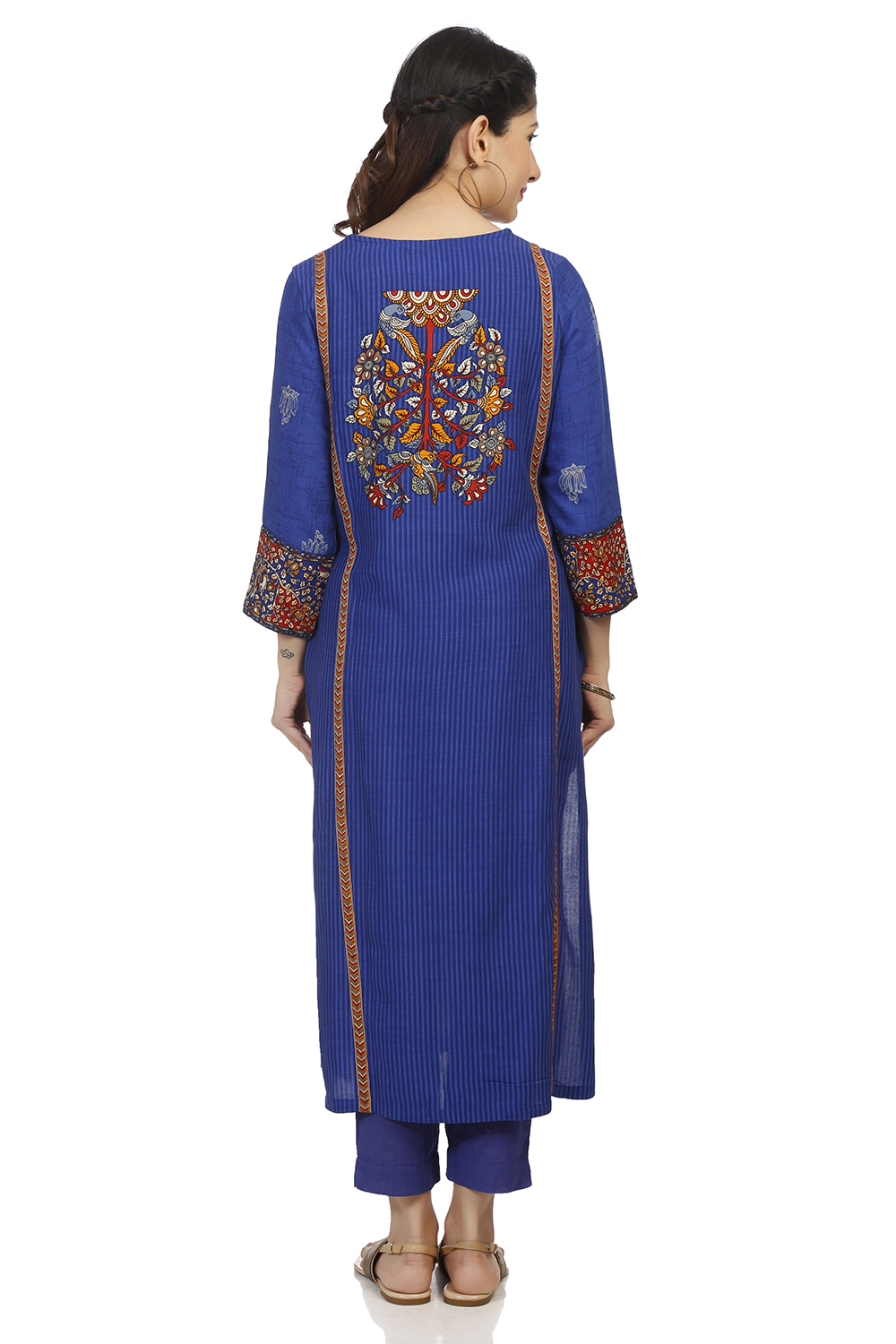 Blue Straight Viscose Kurta image number 4