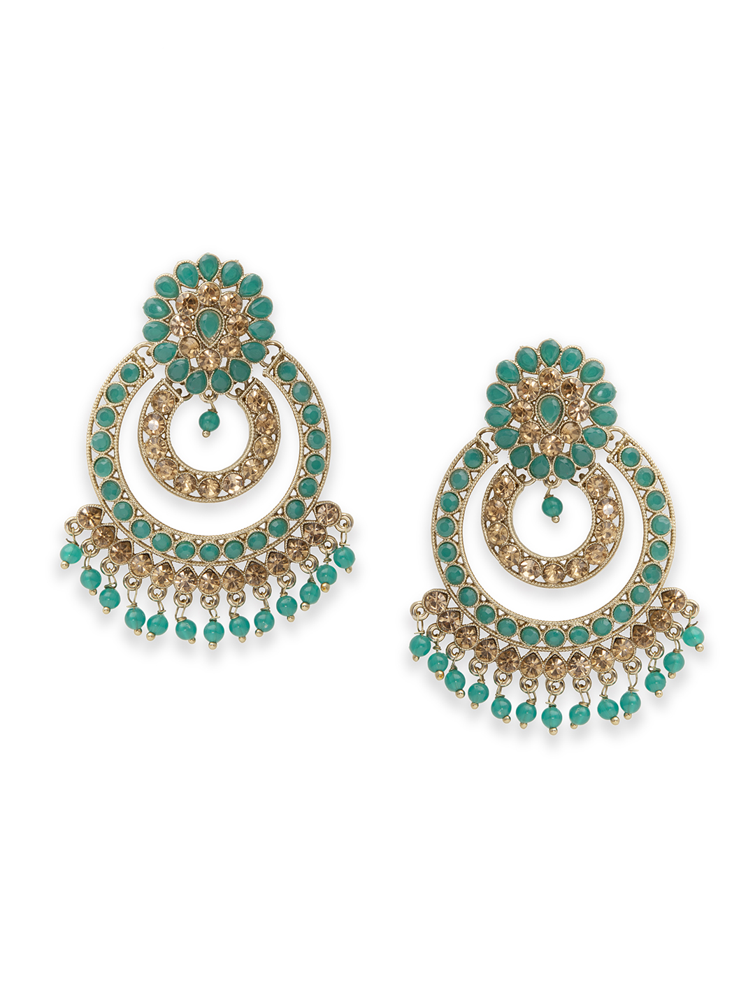 Green Metal Brass Earring image number 0