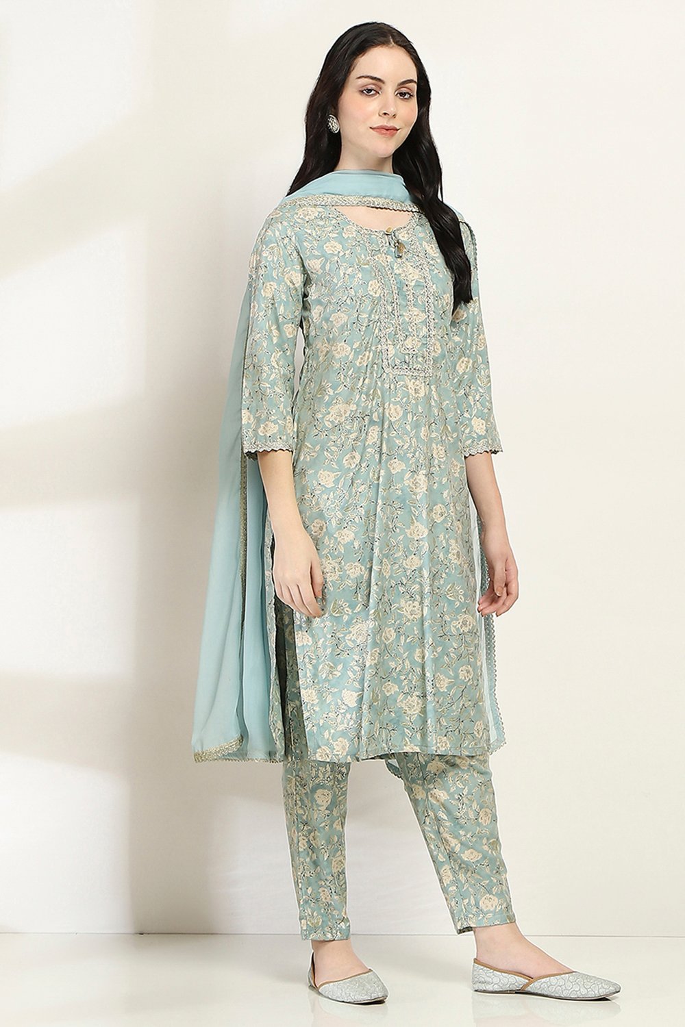 Ice Blue Viscose Straight Set image number 5