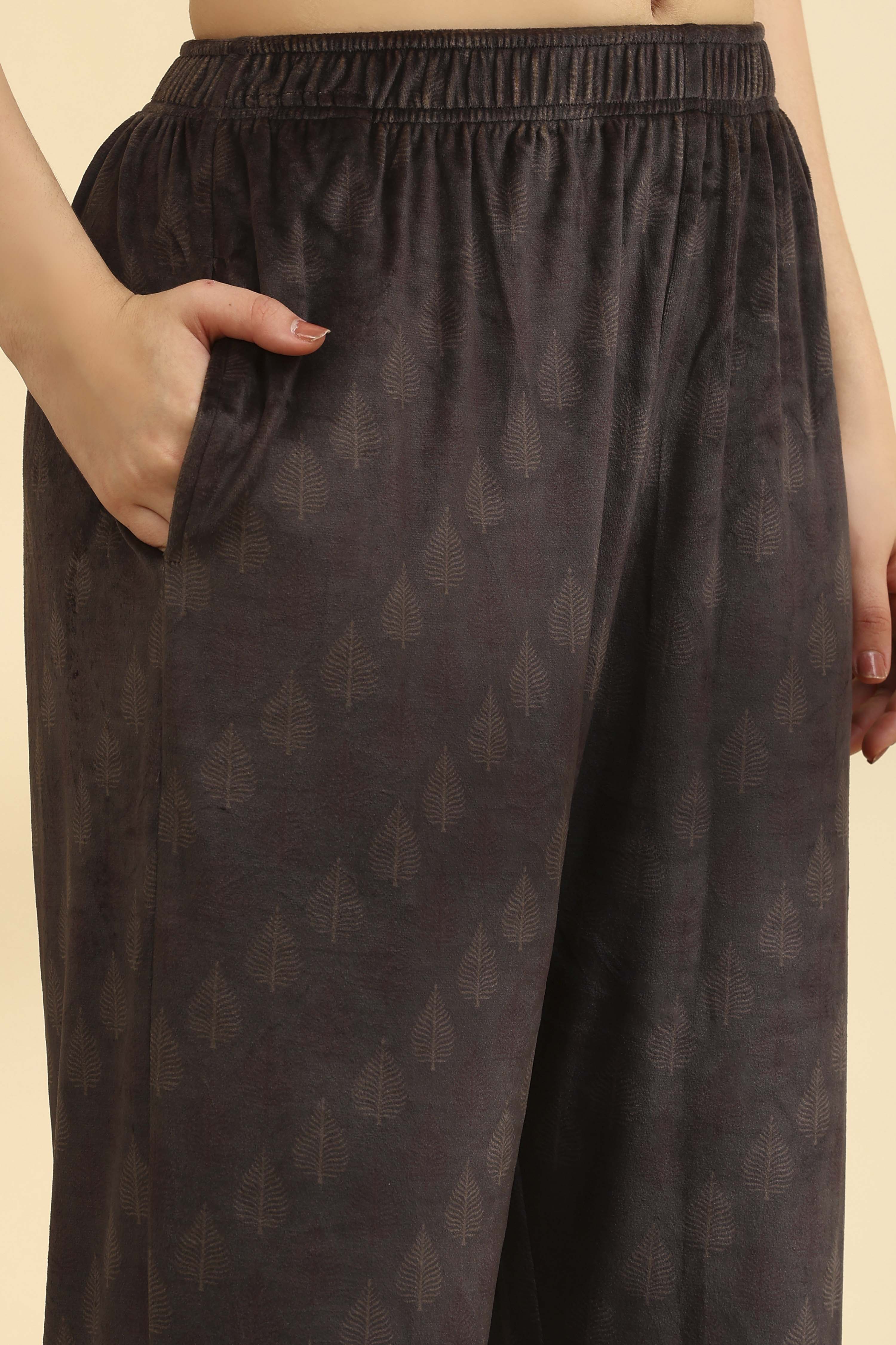 Maroon Polyester Printed Straight Suit Set image number 2