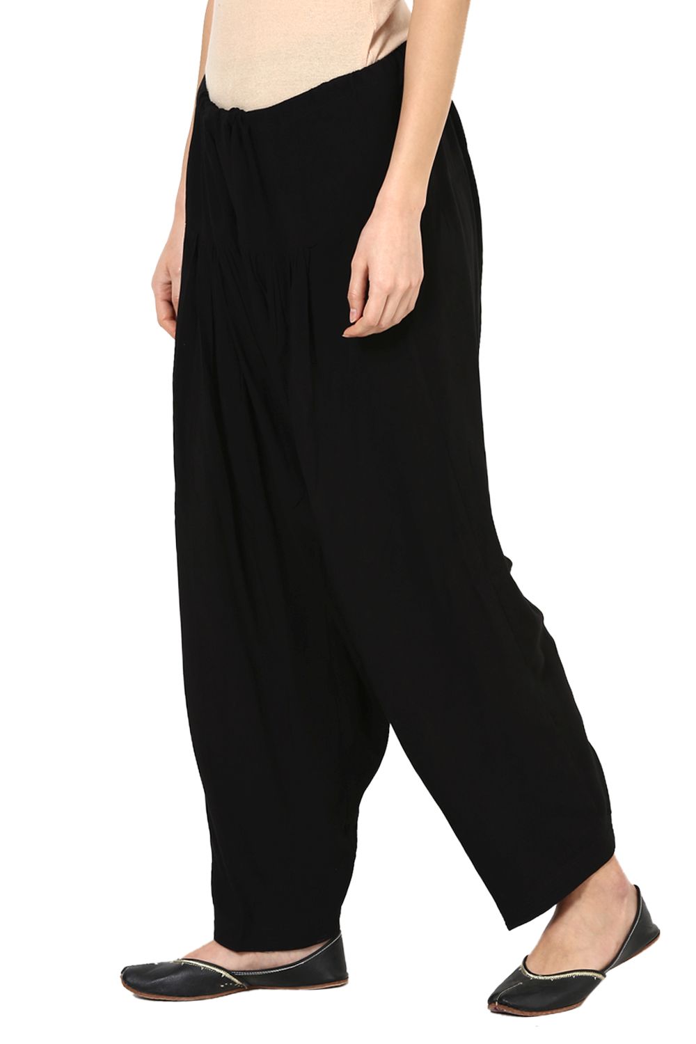 Black Viscose Rayon Fusion Pants image number 5