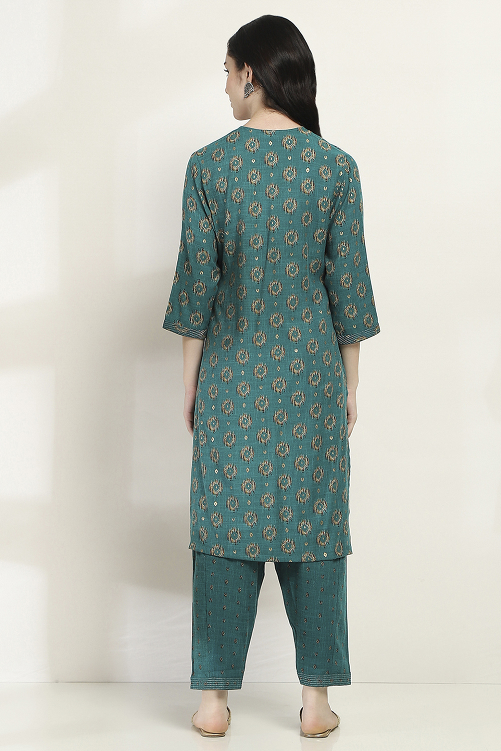 Teal Viscose Straight SET image number 4