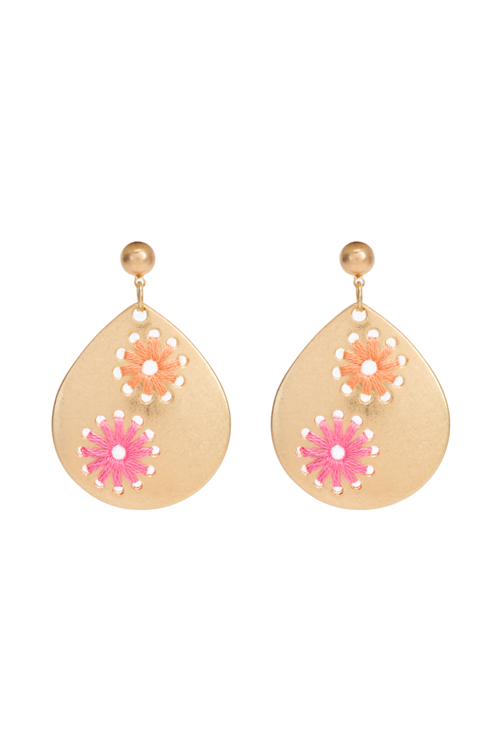 Golden Earrings With Flower Motif image number 1