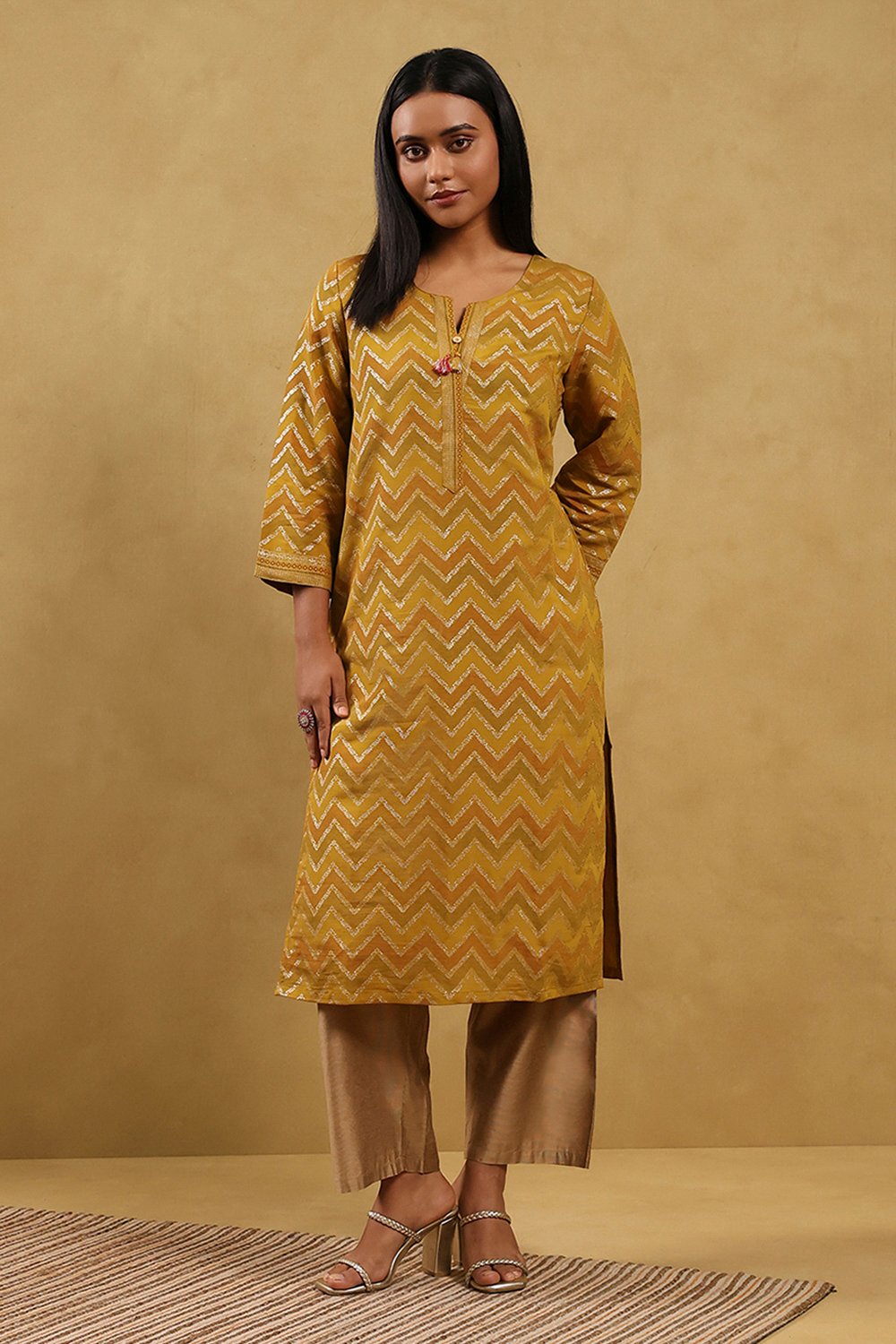 Aqua Viscose Blend Printed Straight Kurta image number 6