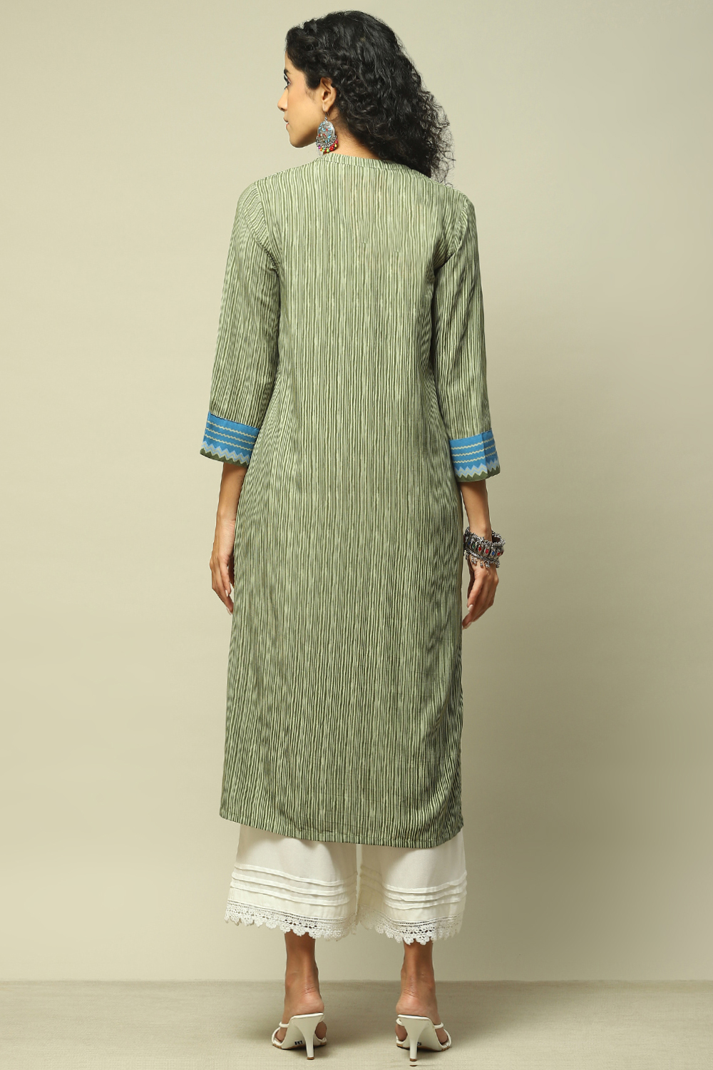 Peach LIVA Straight Printed Kurta image number 3