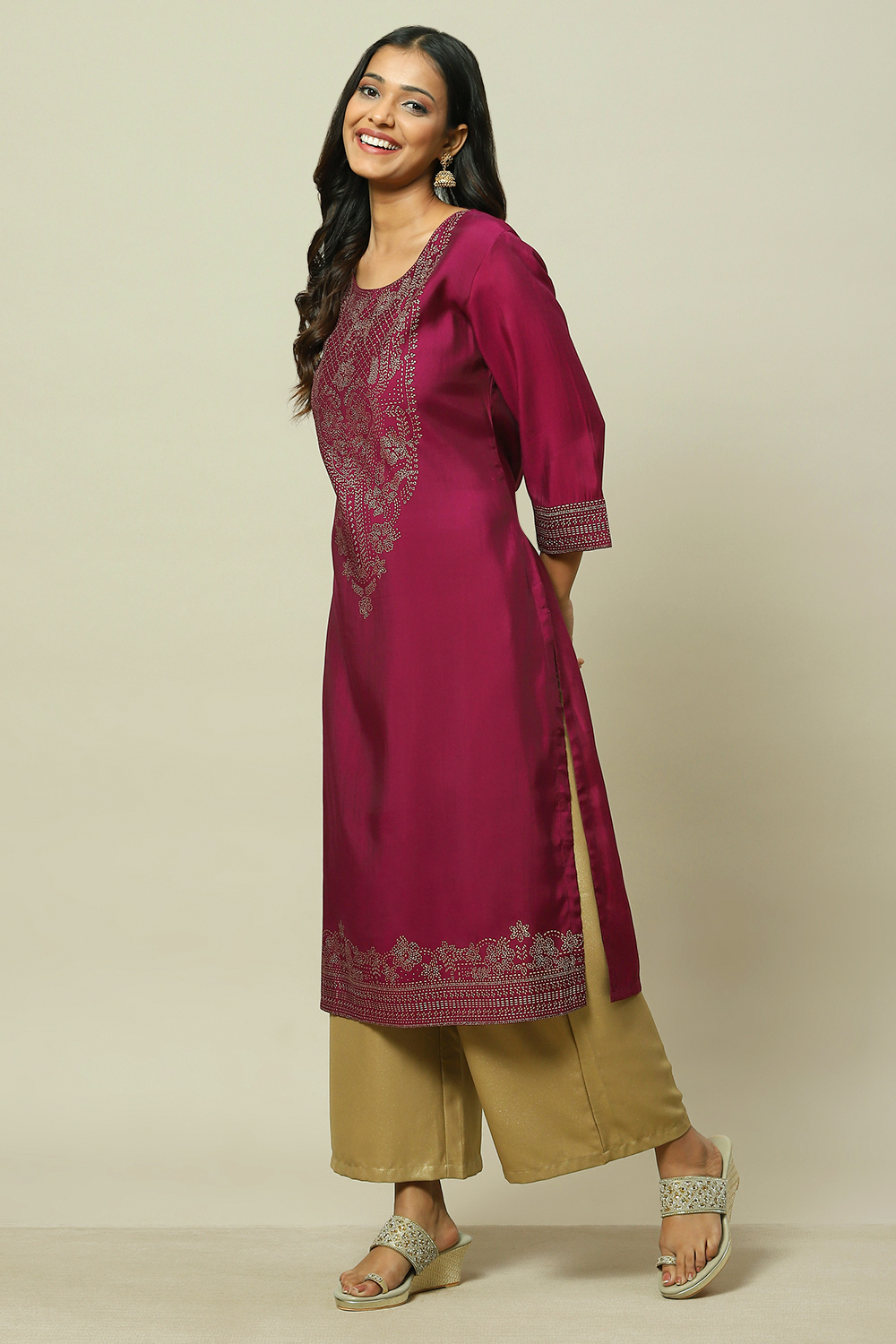 Purple LIVA Straight Kurta image number 0