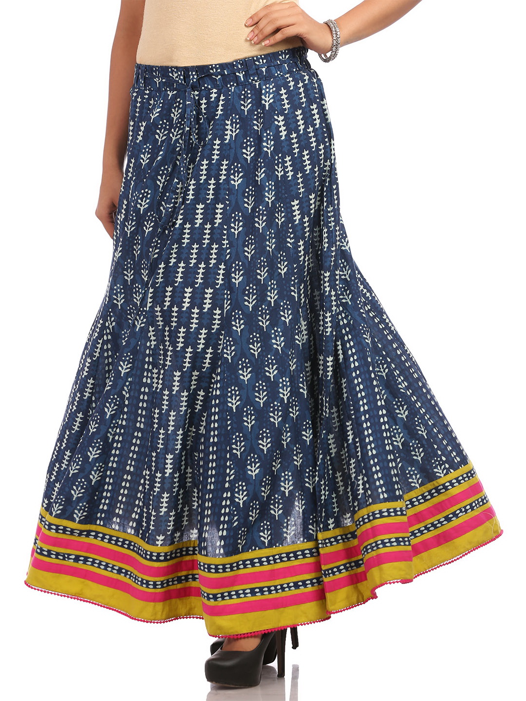 Indigo Flared Cotton Skirt image number 3