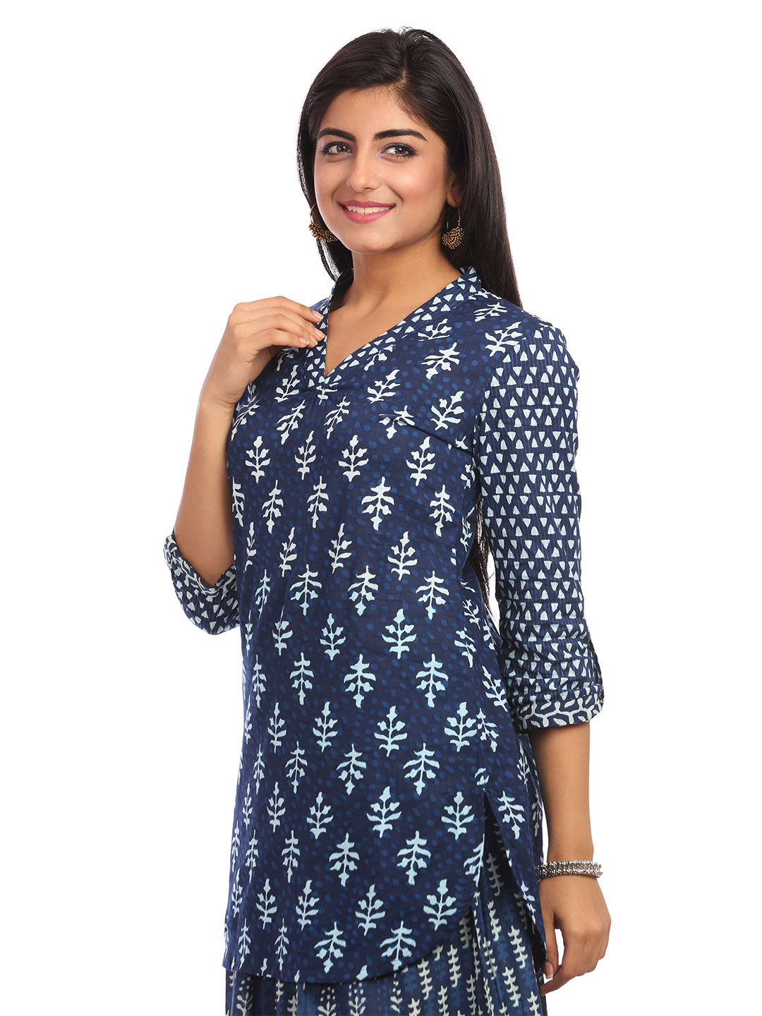 Indigo Straight Cotton Indie Top image number 3