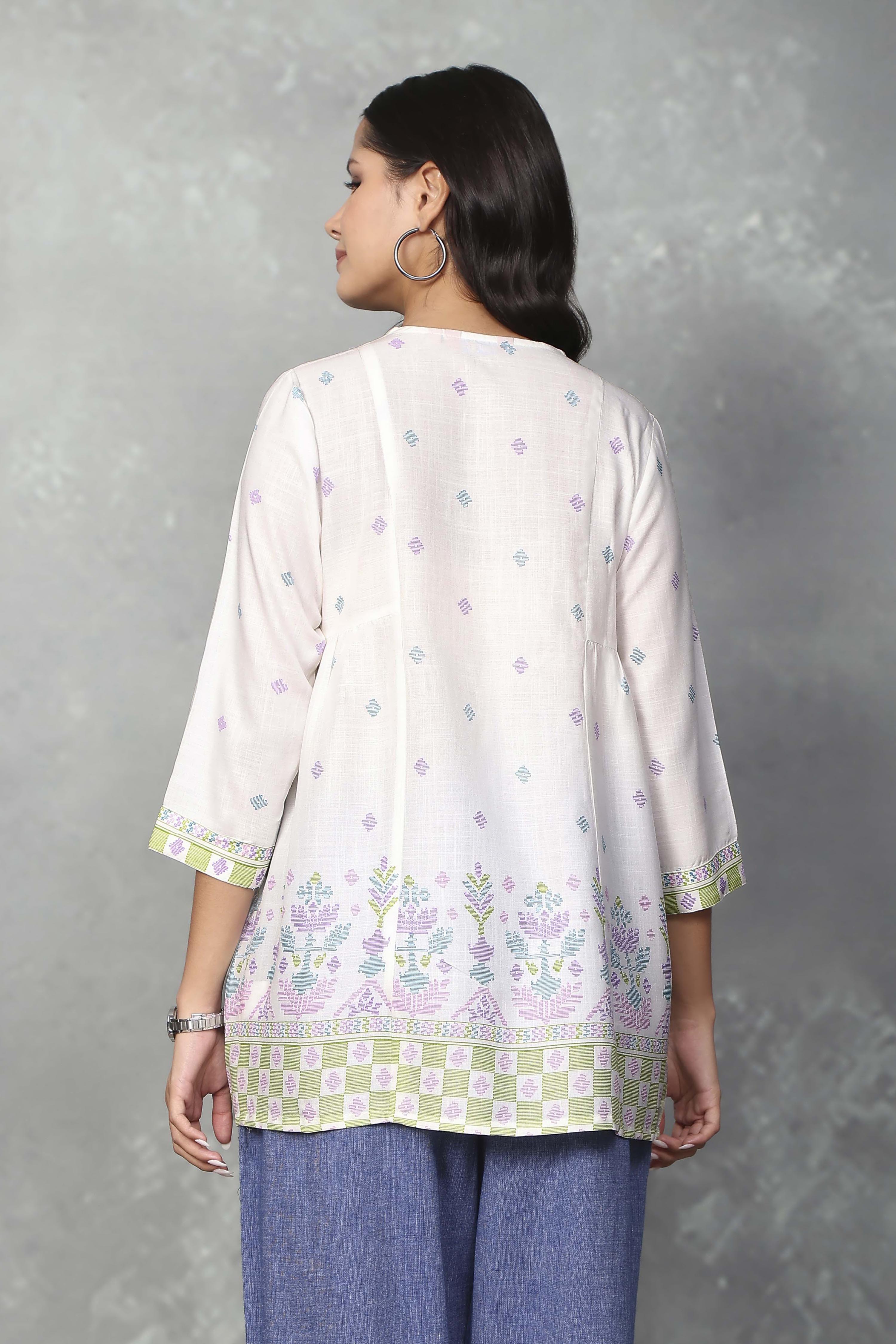 White Rayon Kalidar Tops image number 3