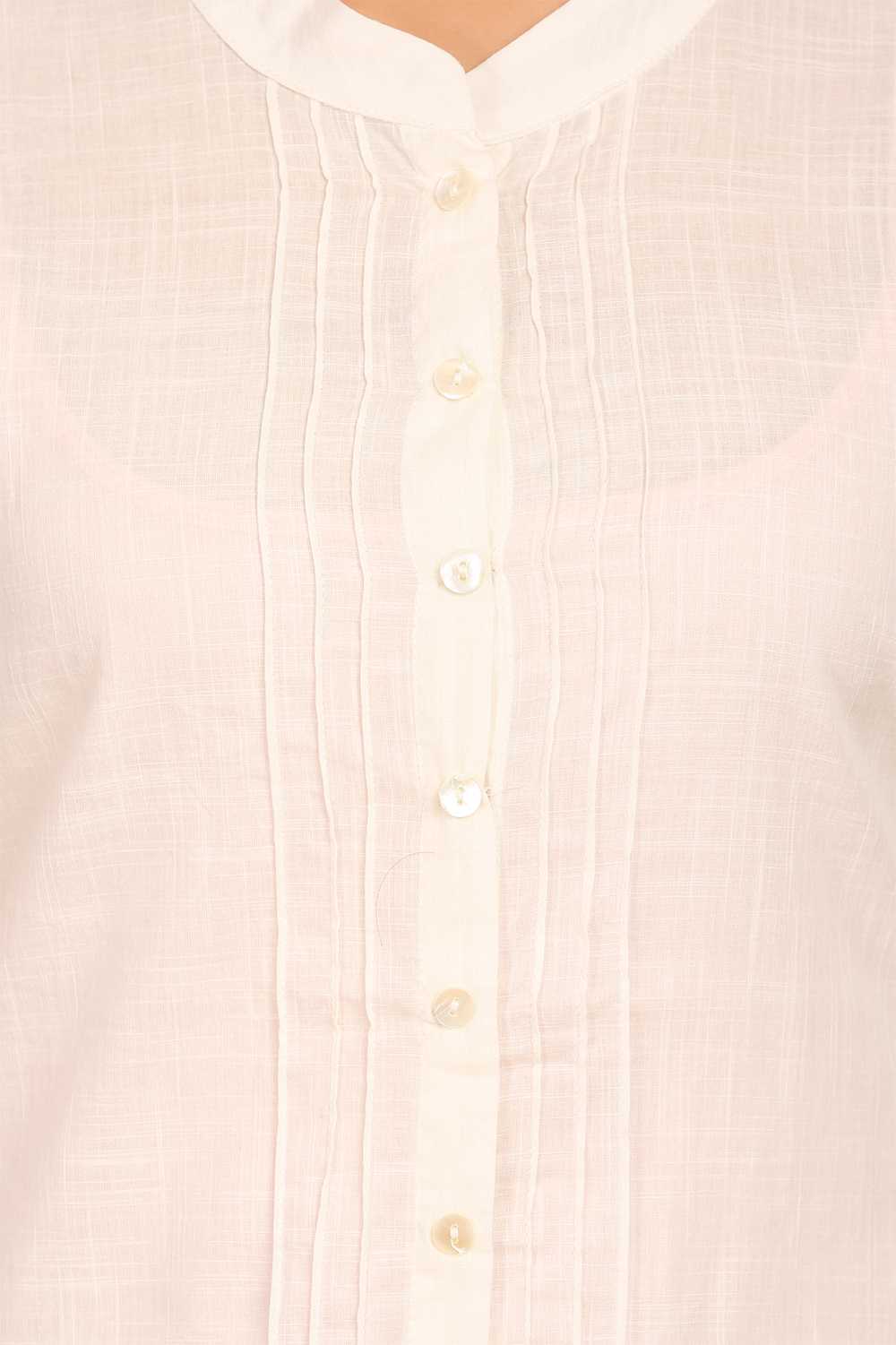 Off White Straight Cotton Kurta image number 4