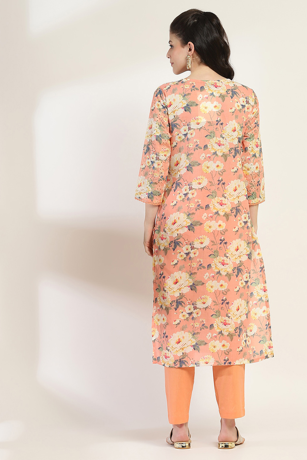 Peach Cotton Blend Straight Set image number 4