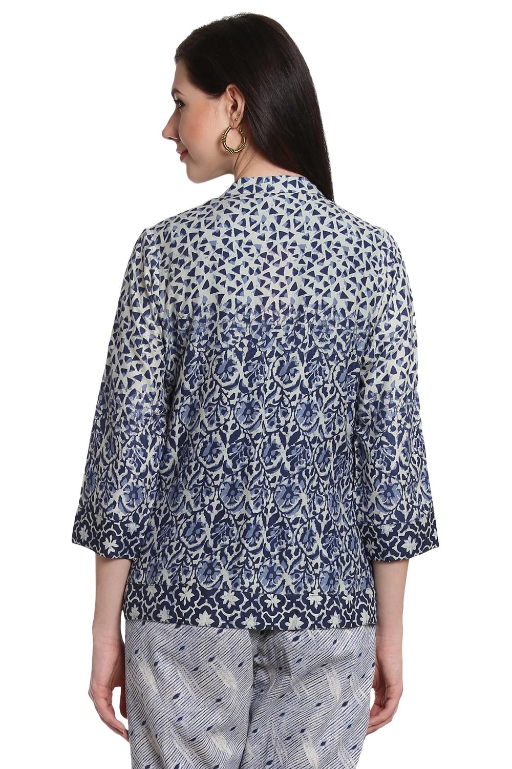 Indigo Rayon Front Open Indie Top image number 4