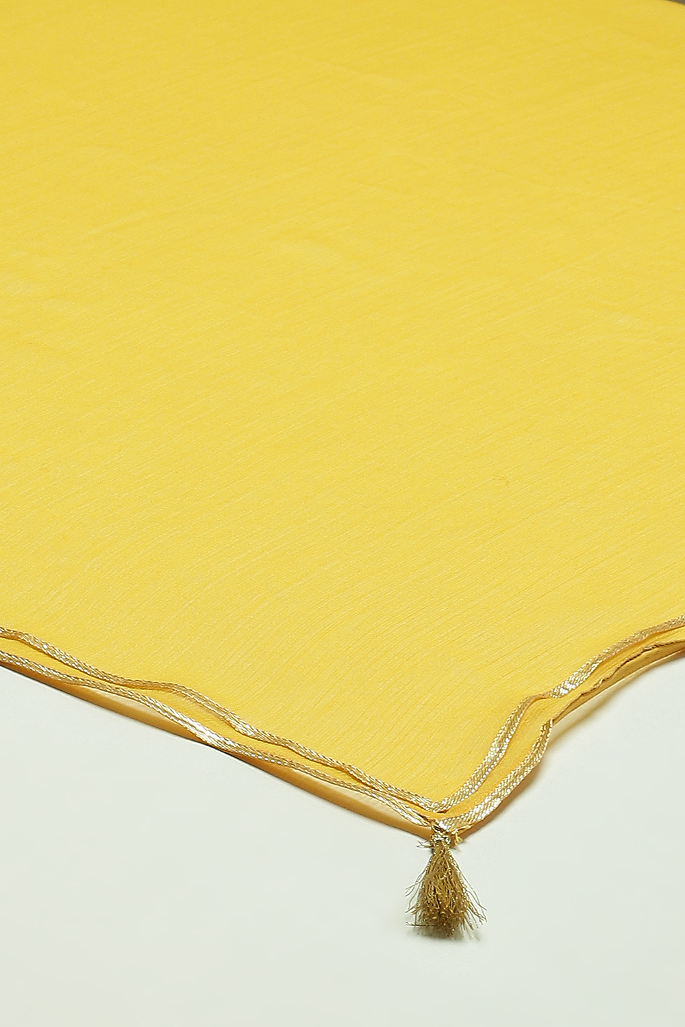 Yellow Cotton Blend Woven Straight Kurta Suit Set image number 3