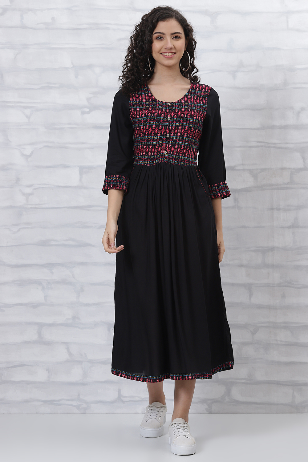 Black Viscose Tiered Dress image number 0