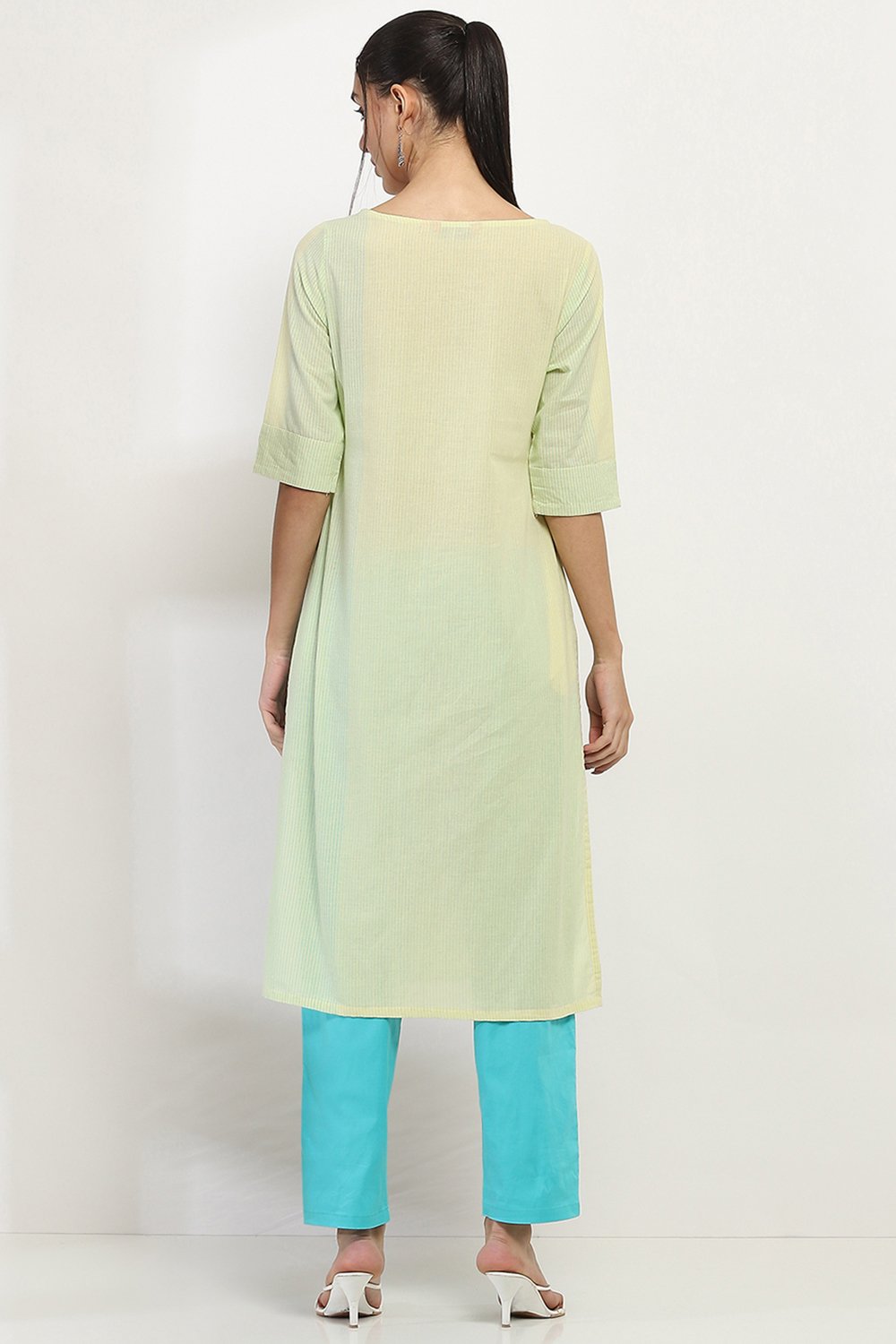 Black Cotton Straight Kurta image number 3