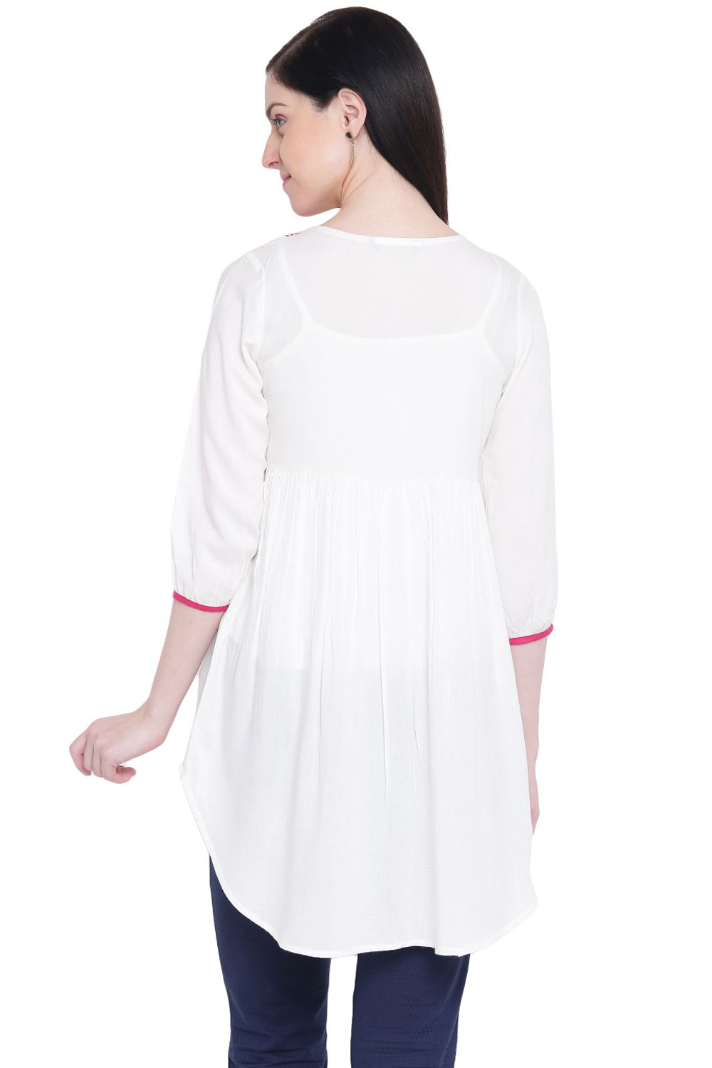 Ecru Rayon Front Open Indie Top image number 4