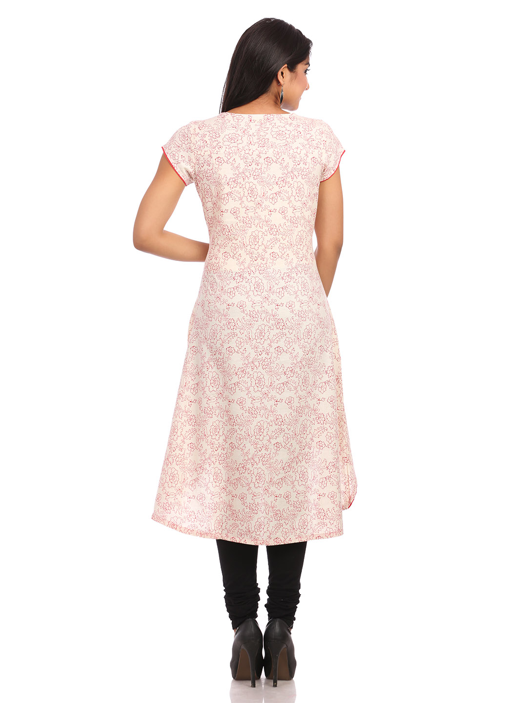 Beige Asymmetric Cotton Kurta image number 1