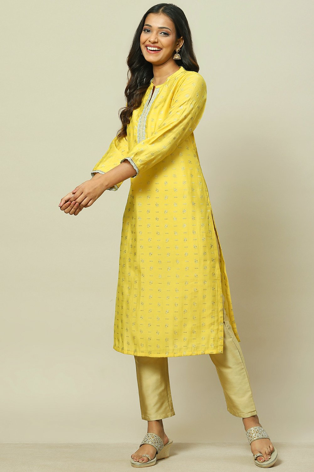 Pink LIVA Straight Kurta image number 0
