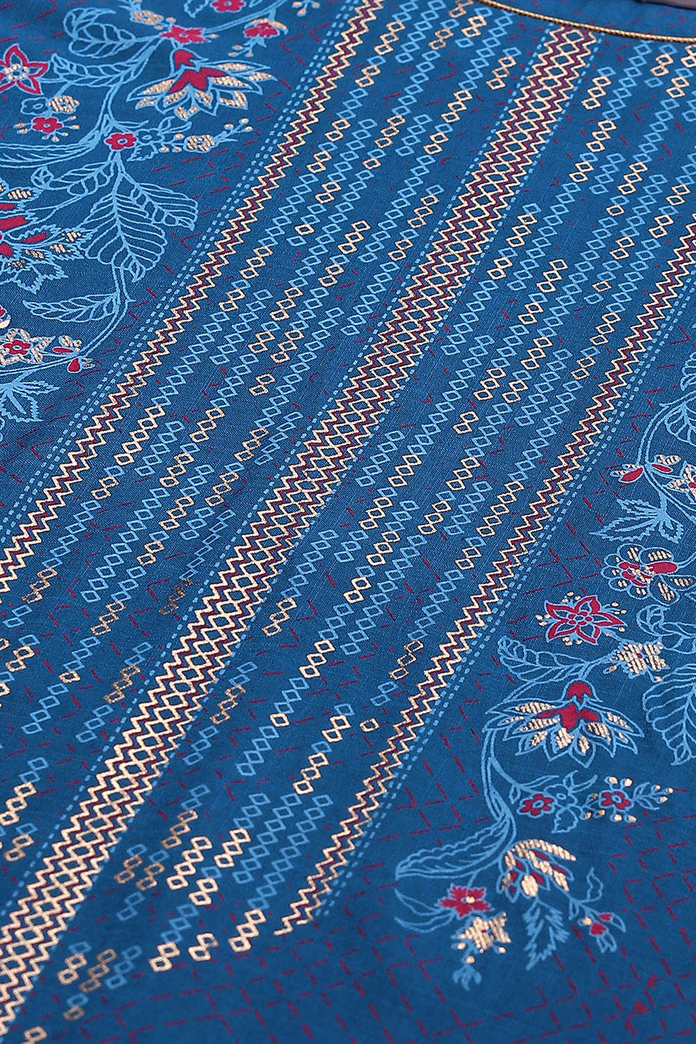 Cobalt Blue LIVA Straight Kurta image number 1