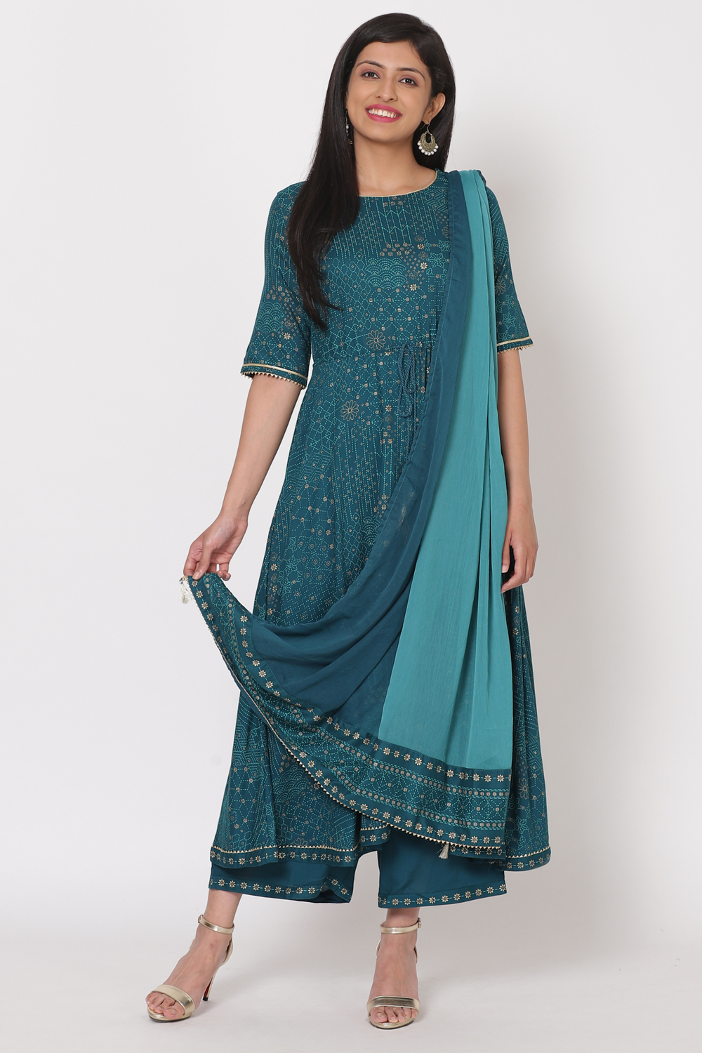 Dark Green Art Silk  Dupatta image number 2