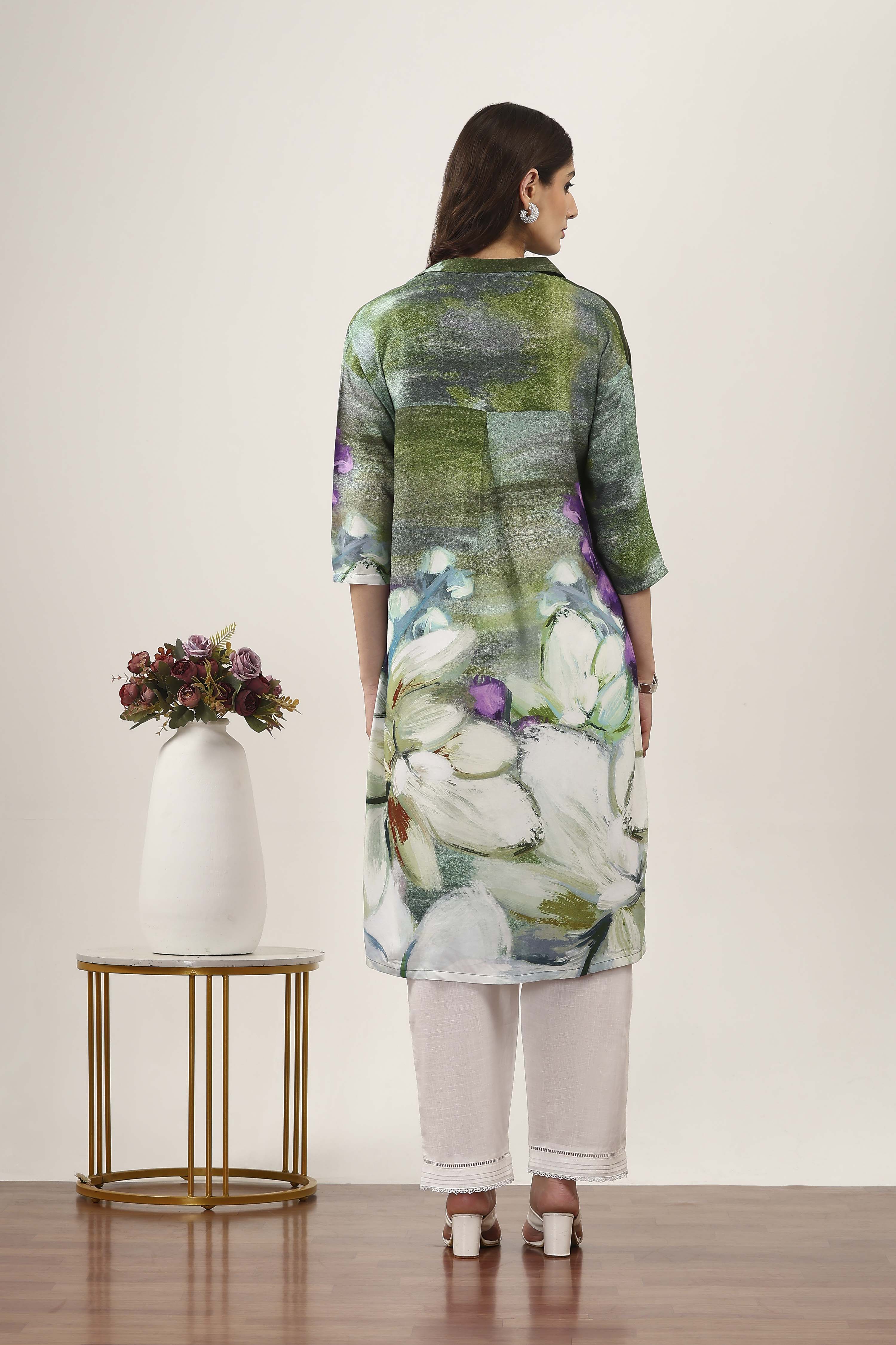 Green Rayon Straight Kurtas image number 3