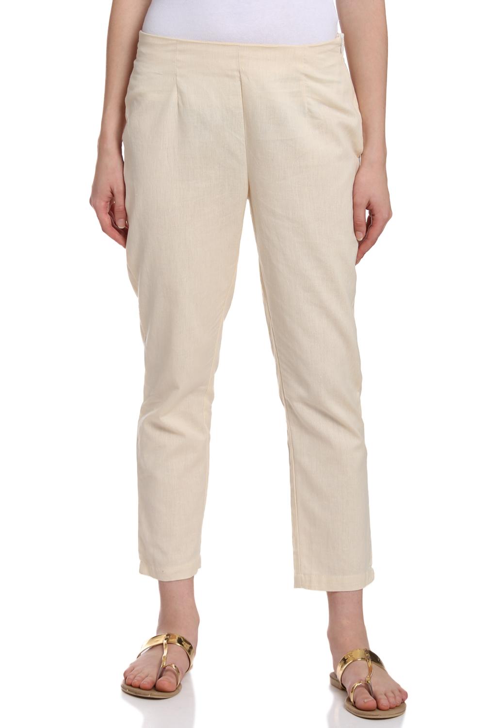 White Cotton Fusion Pants image number 0