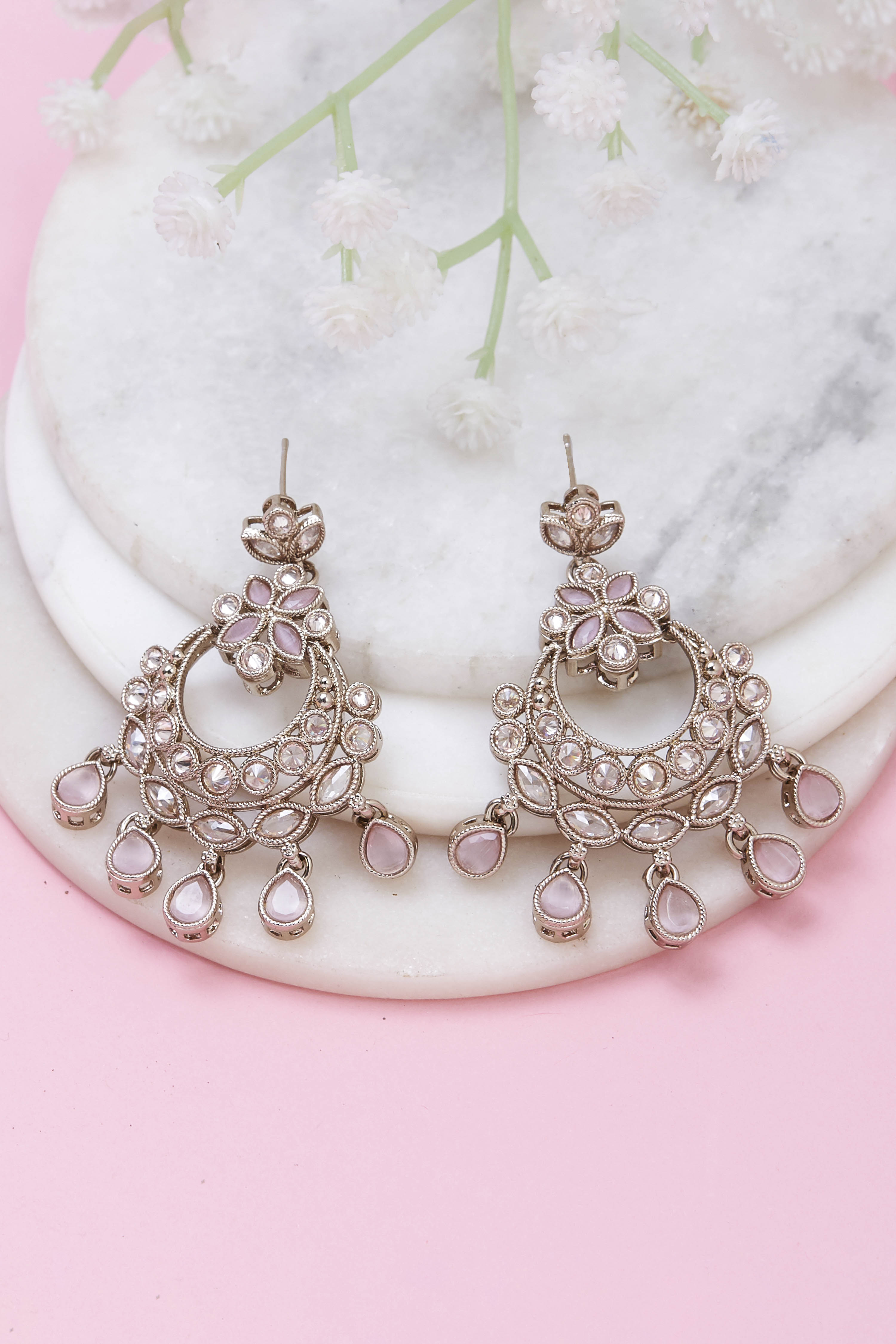 Light Pink Brass Chaandbali image number 0