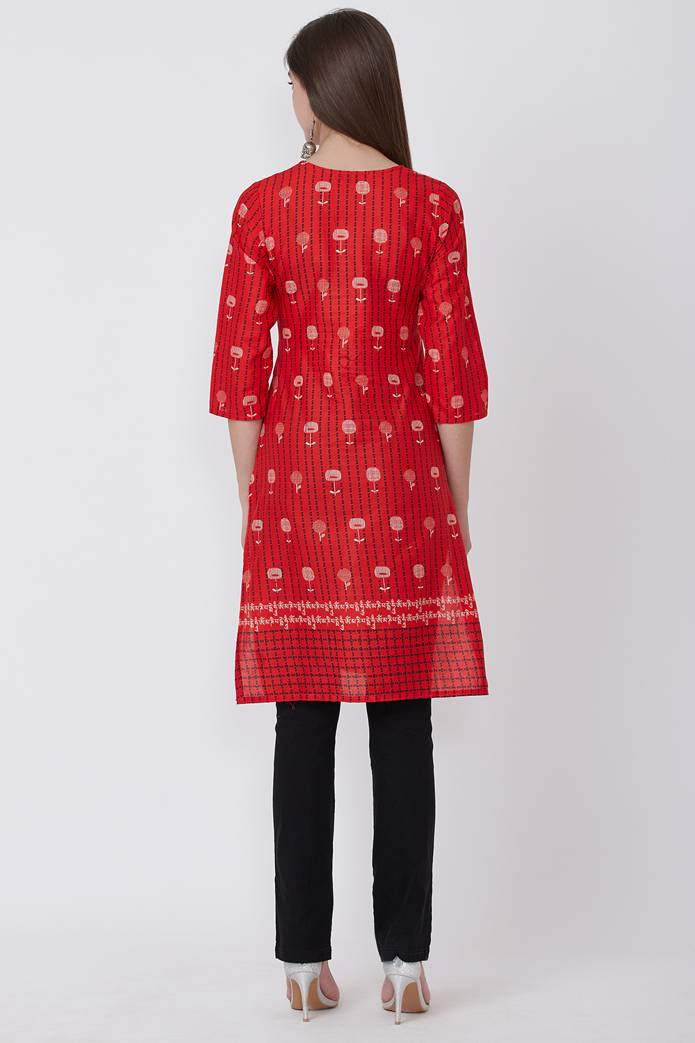 Sky Blue Cotton And Cambric Straight Kurta image number 4