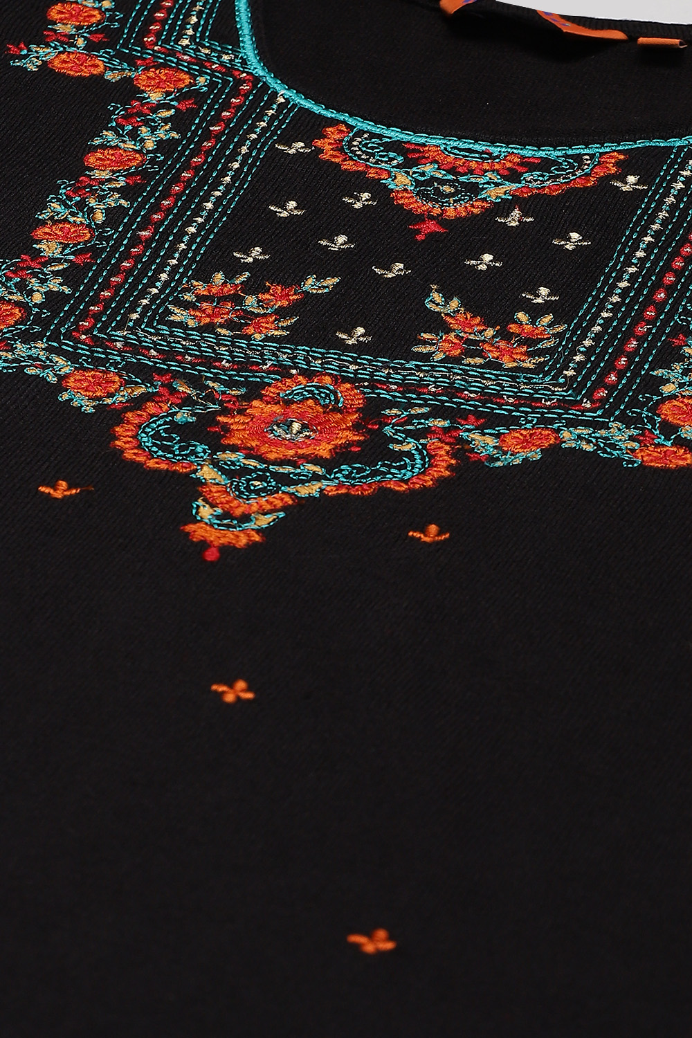 Black Acrylic Straight Kurta image number 1
