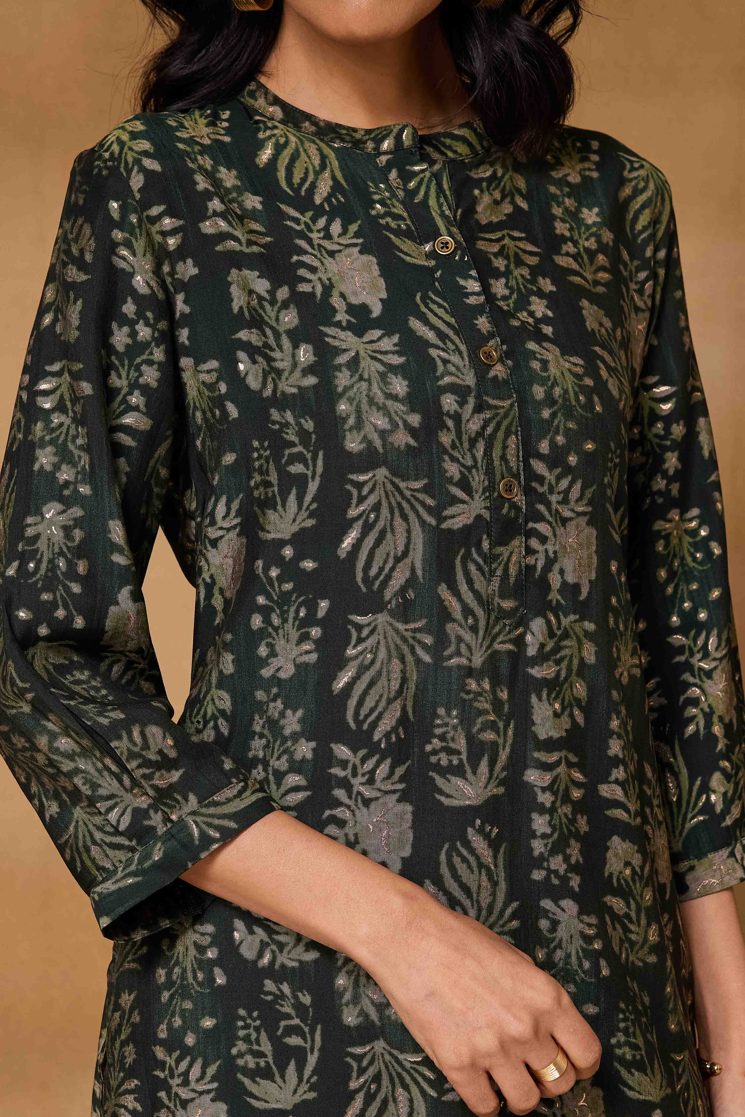 Green Viscose Blend Straight Printed Kurta image number 1